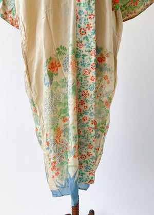 Vintage 1920s Floral Pongee Silk Robe