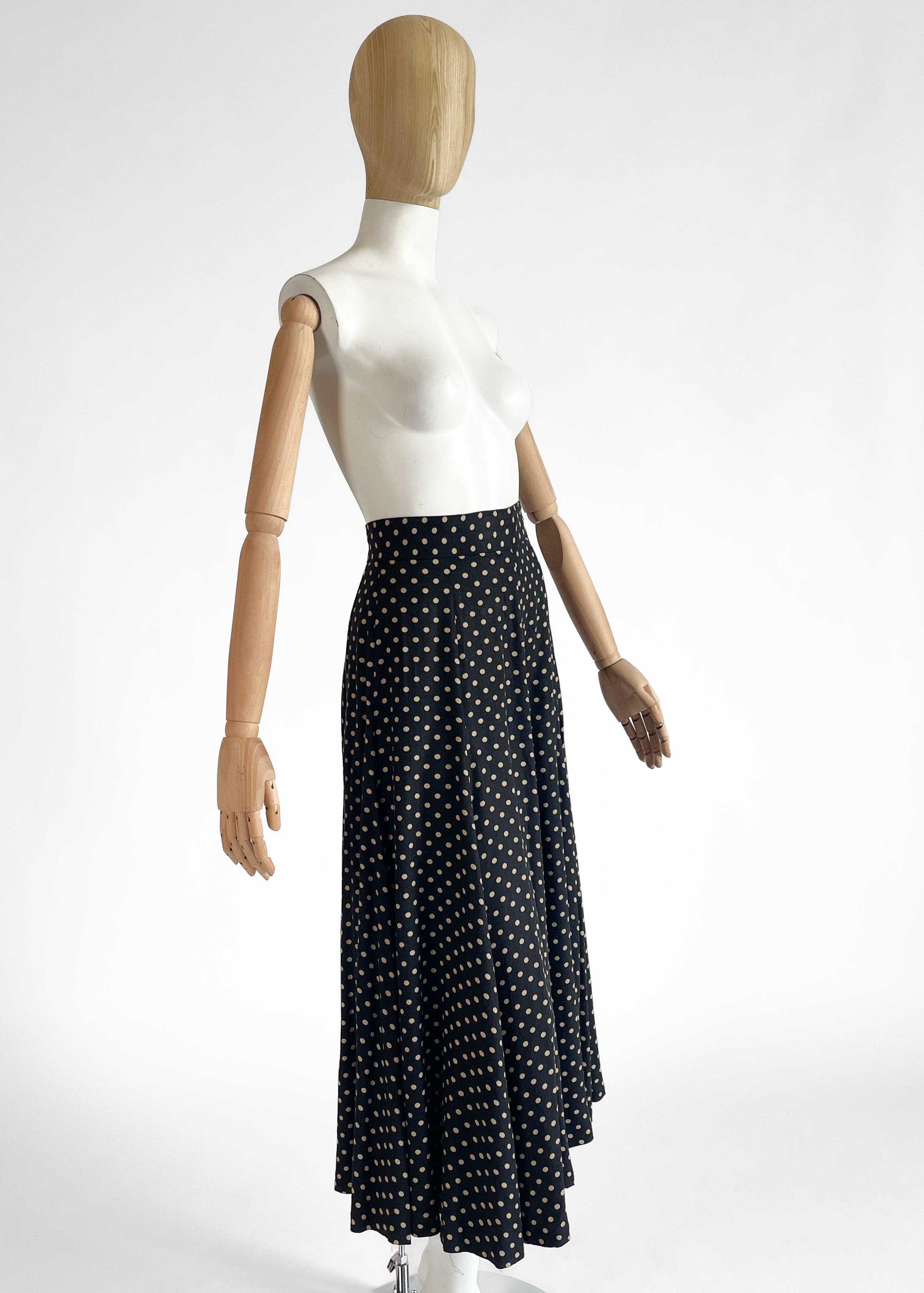 1970s BIBA Polka Dot Jersey Skirt