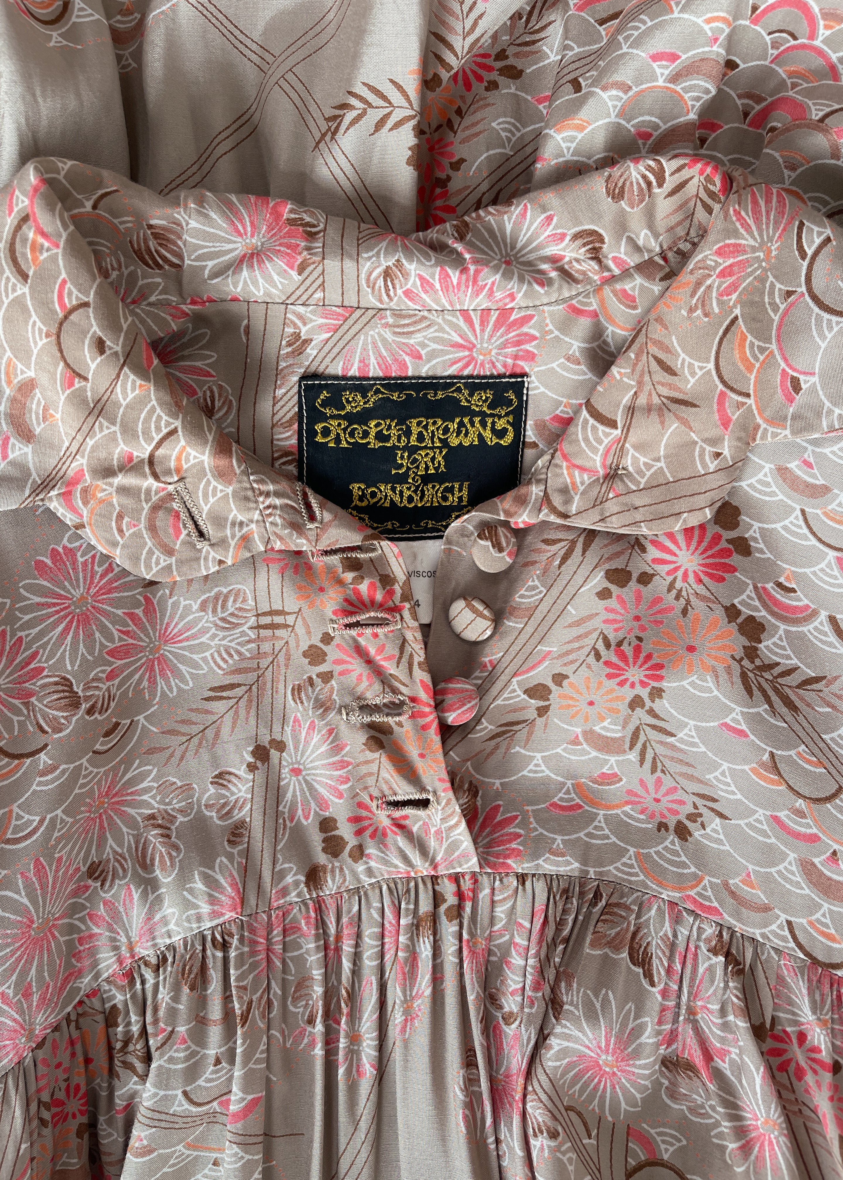 1970s Droopy & Browns Asian Print Dress