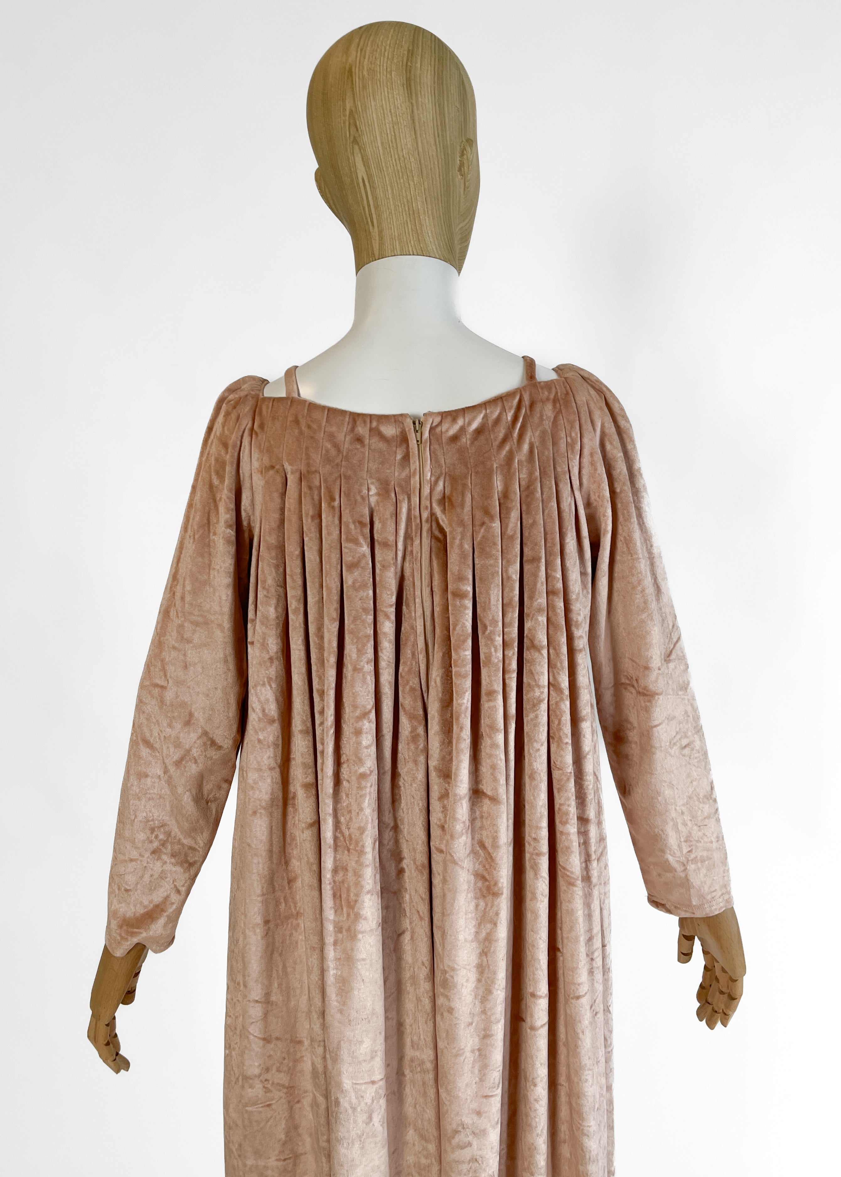 1970s Jean Varon Blush Velvet Dress