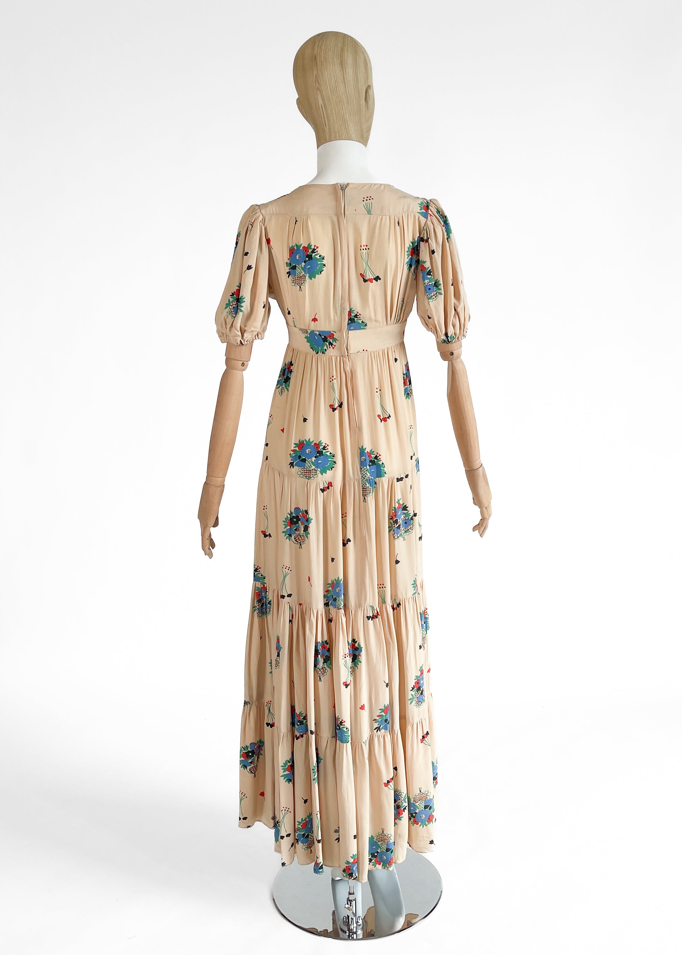 1970s Ossie Clark Floral Crepe Dress Celia Birtwell Print