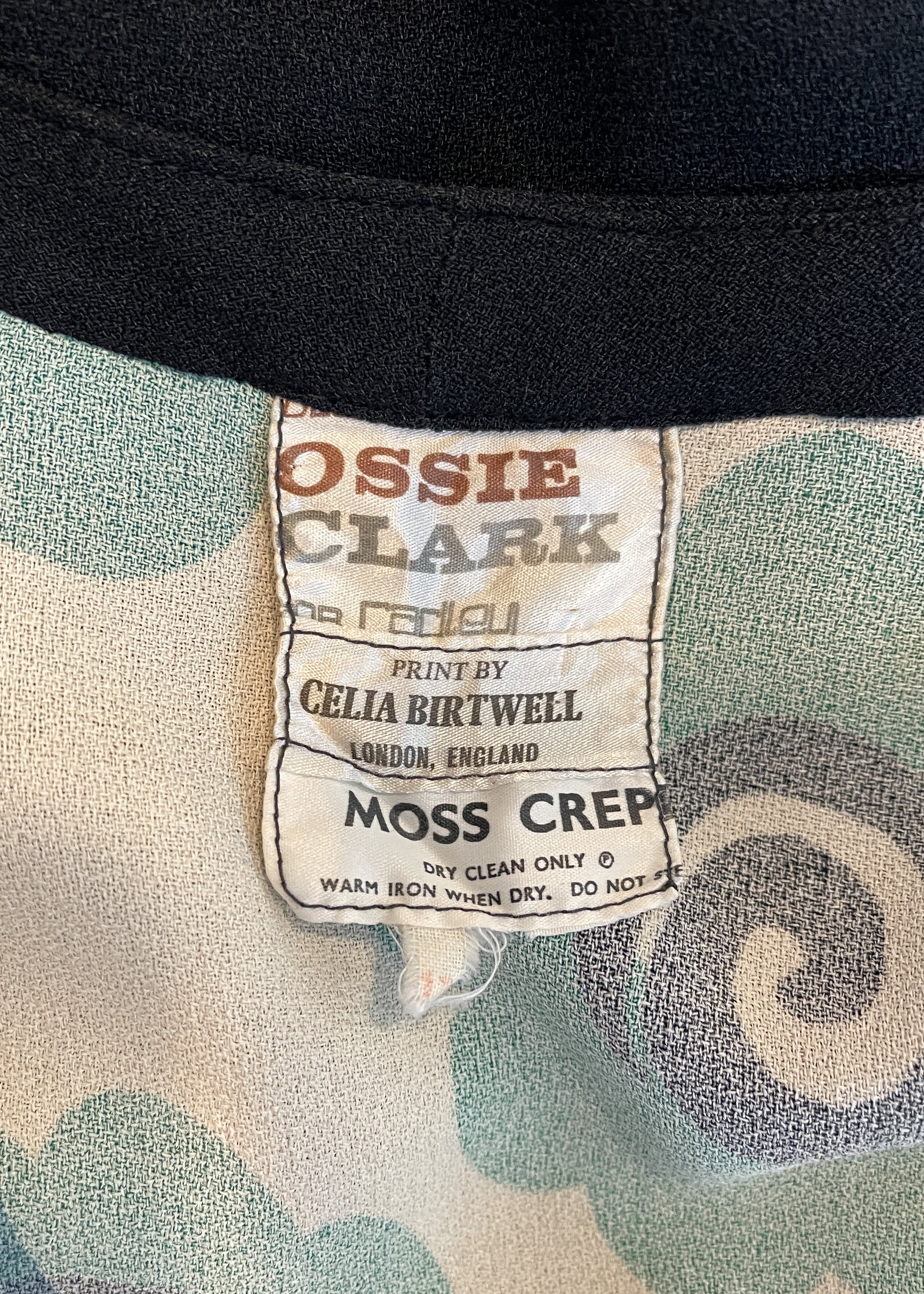 1970s Ossie Clark Moss Crepe Dress