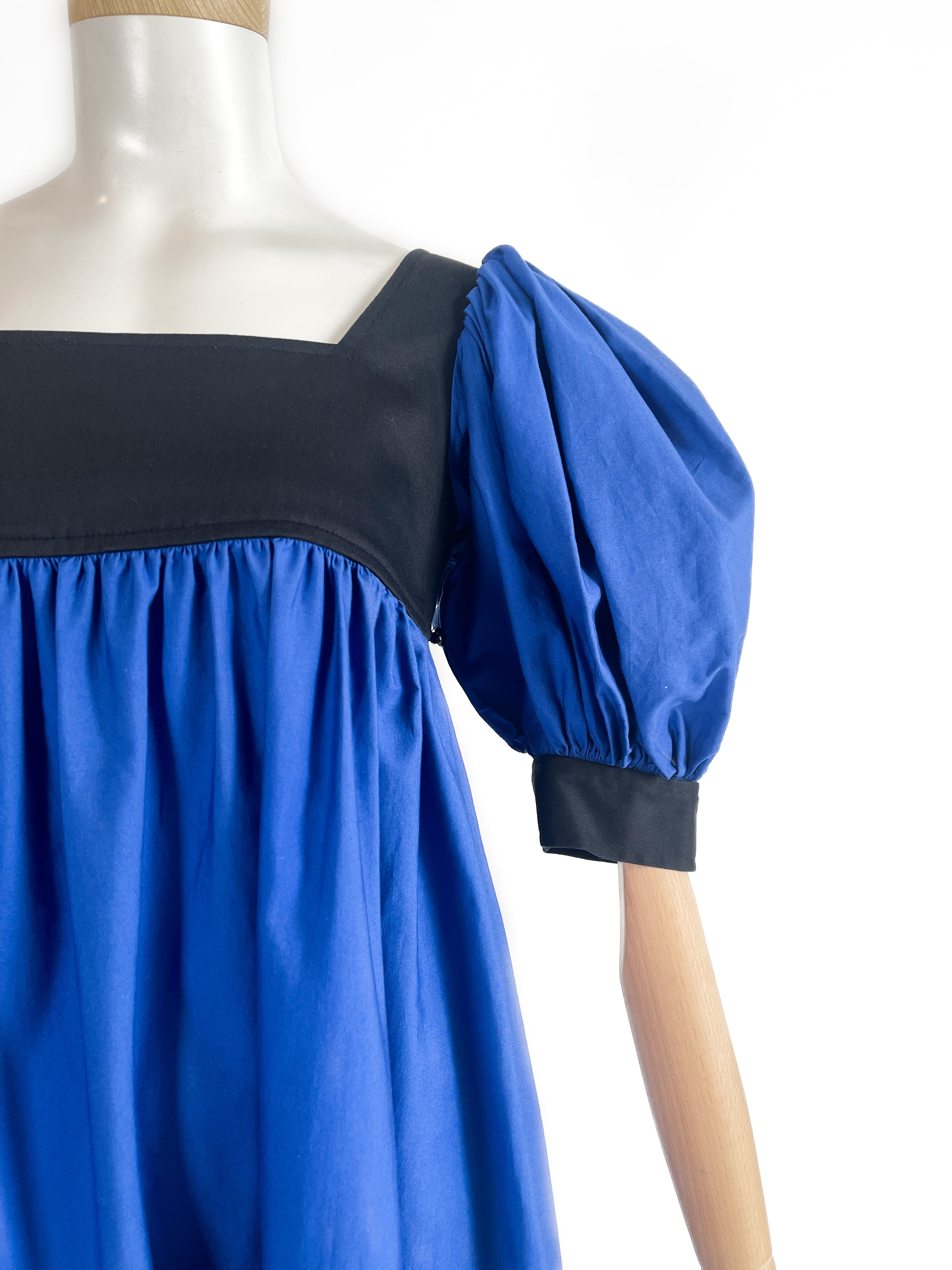 1970s Yves Saint Laurent Rive Gauche Blue Color Block Dress