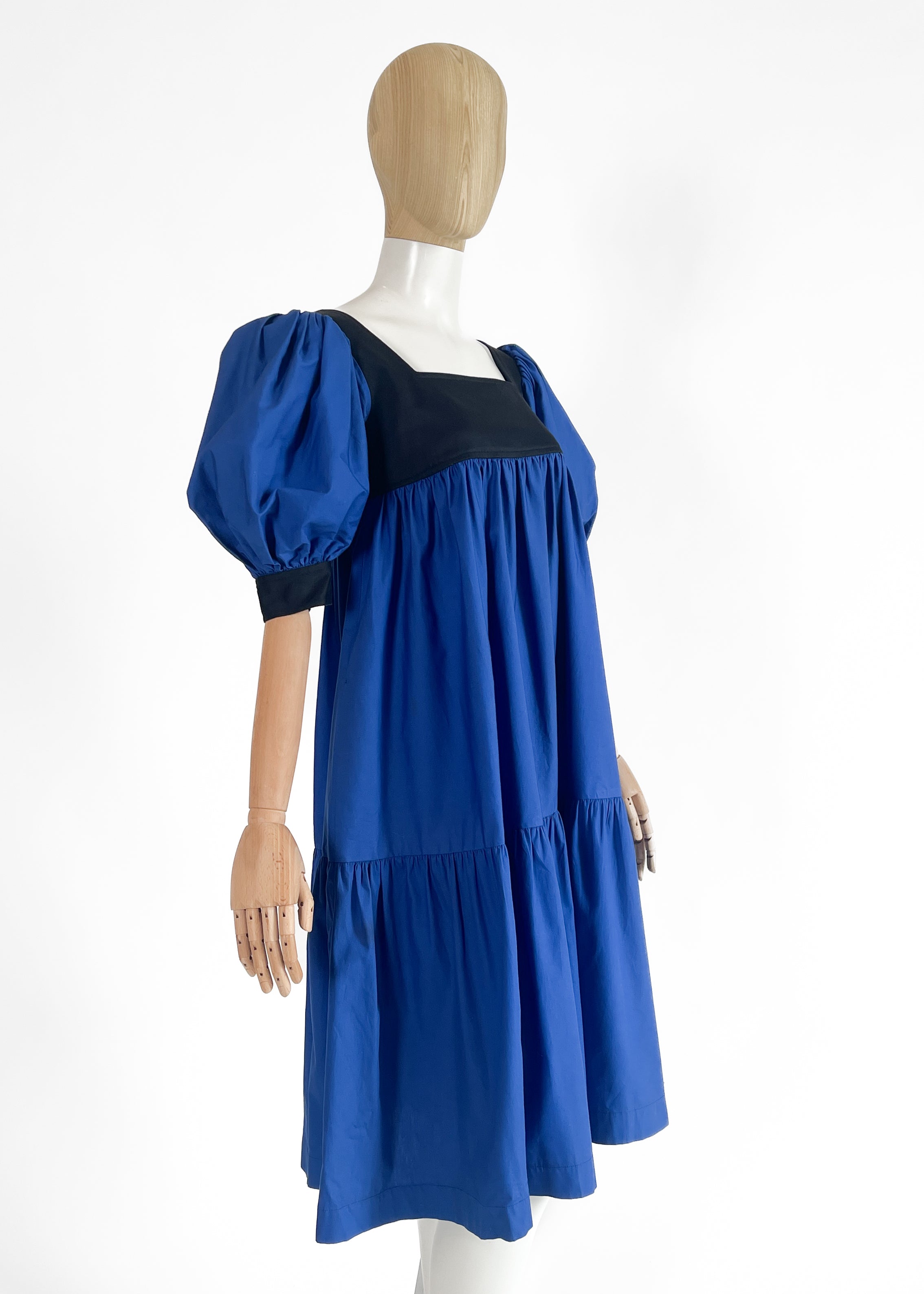 1970s Yves Saint Laurent Rive Gauche Blue Color Block Dress
