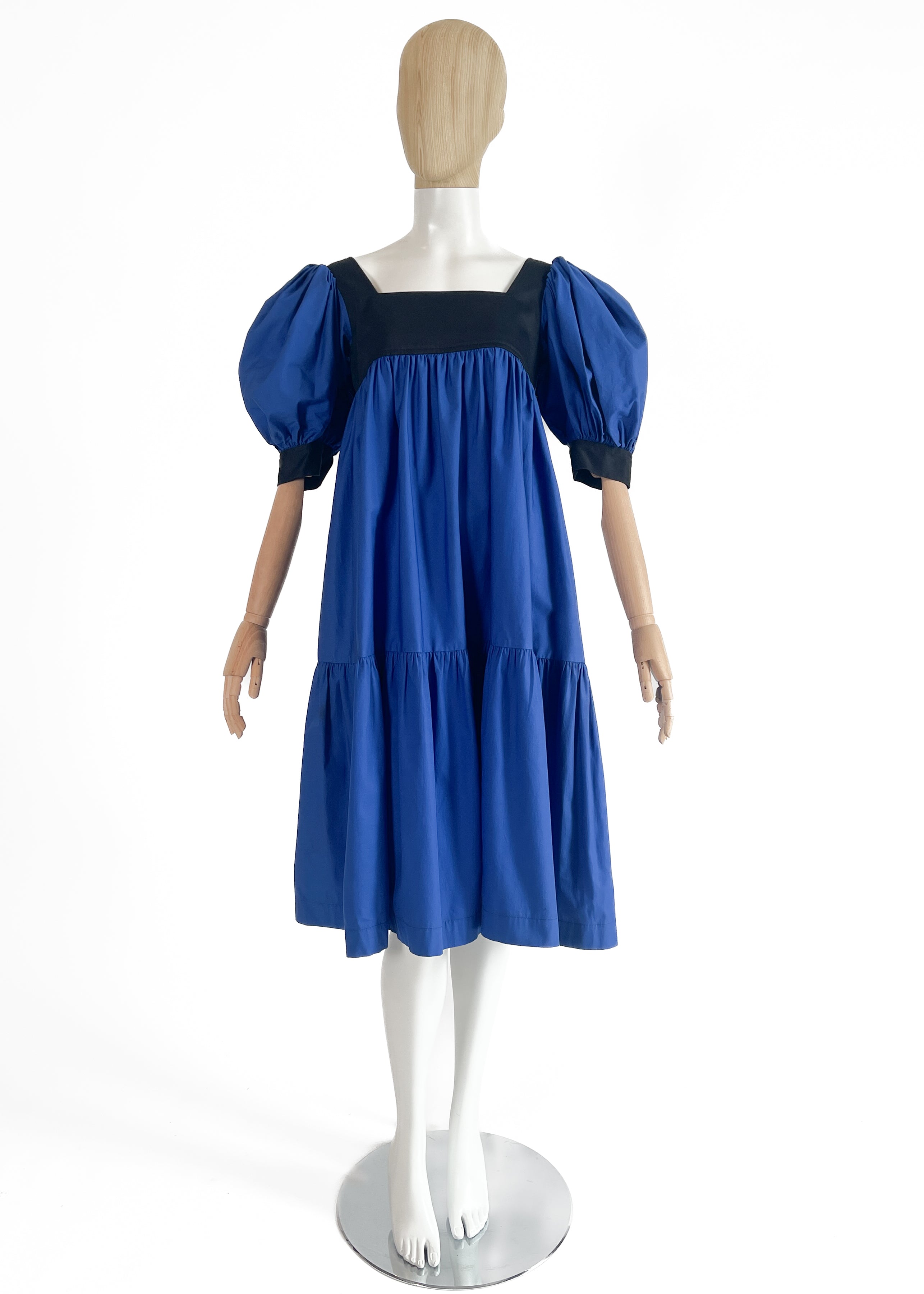 1970s Yves Saint Laurent Rive Gauche Blue Color Block Dress