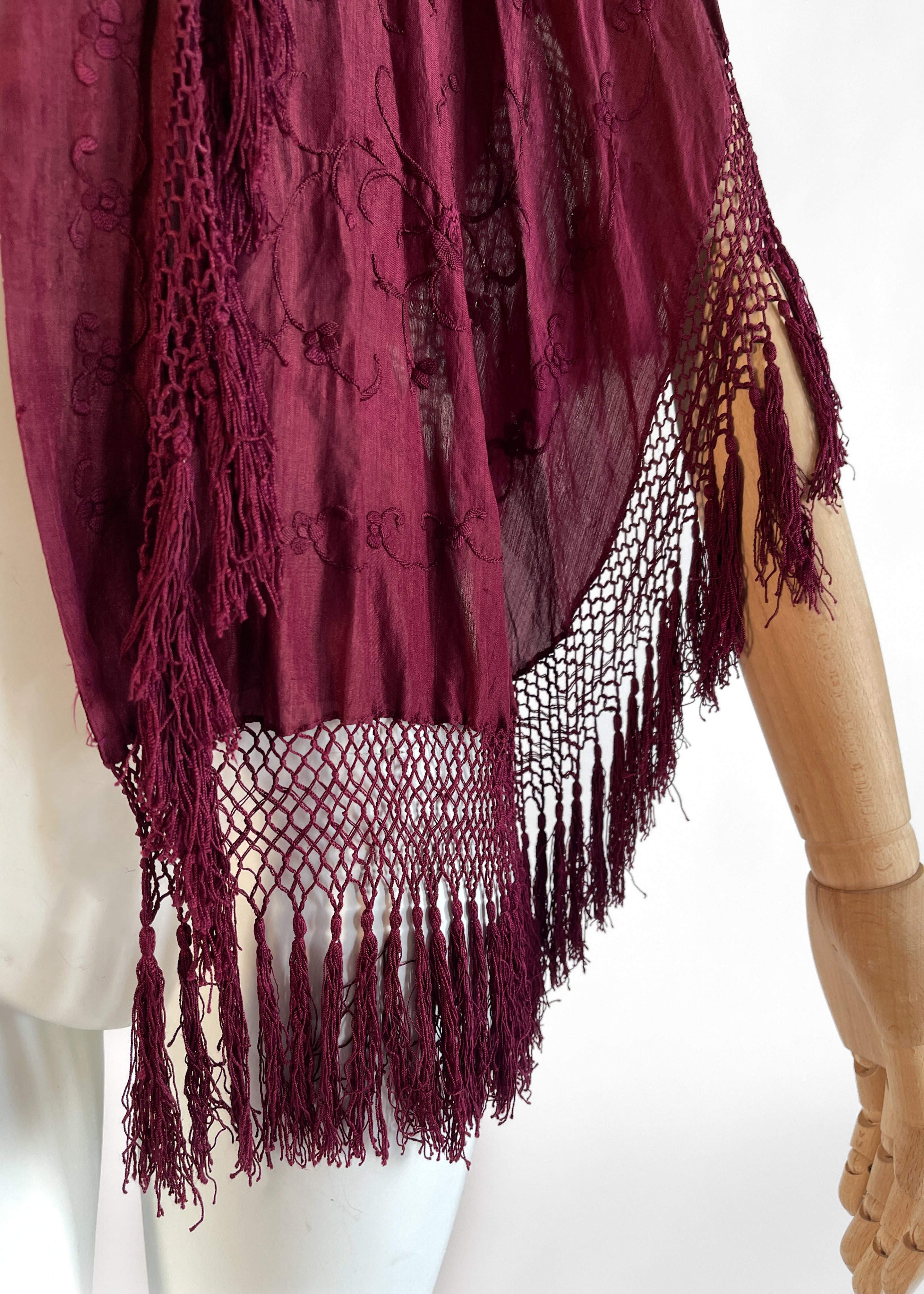 1920s Embroidered Cape with Fringe
