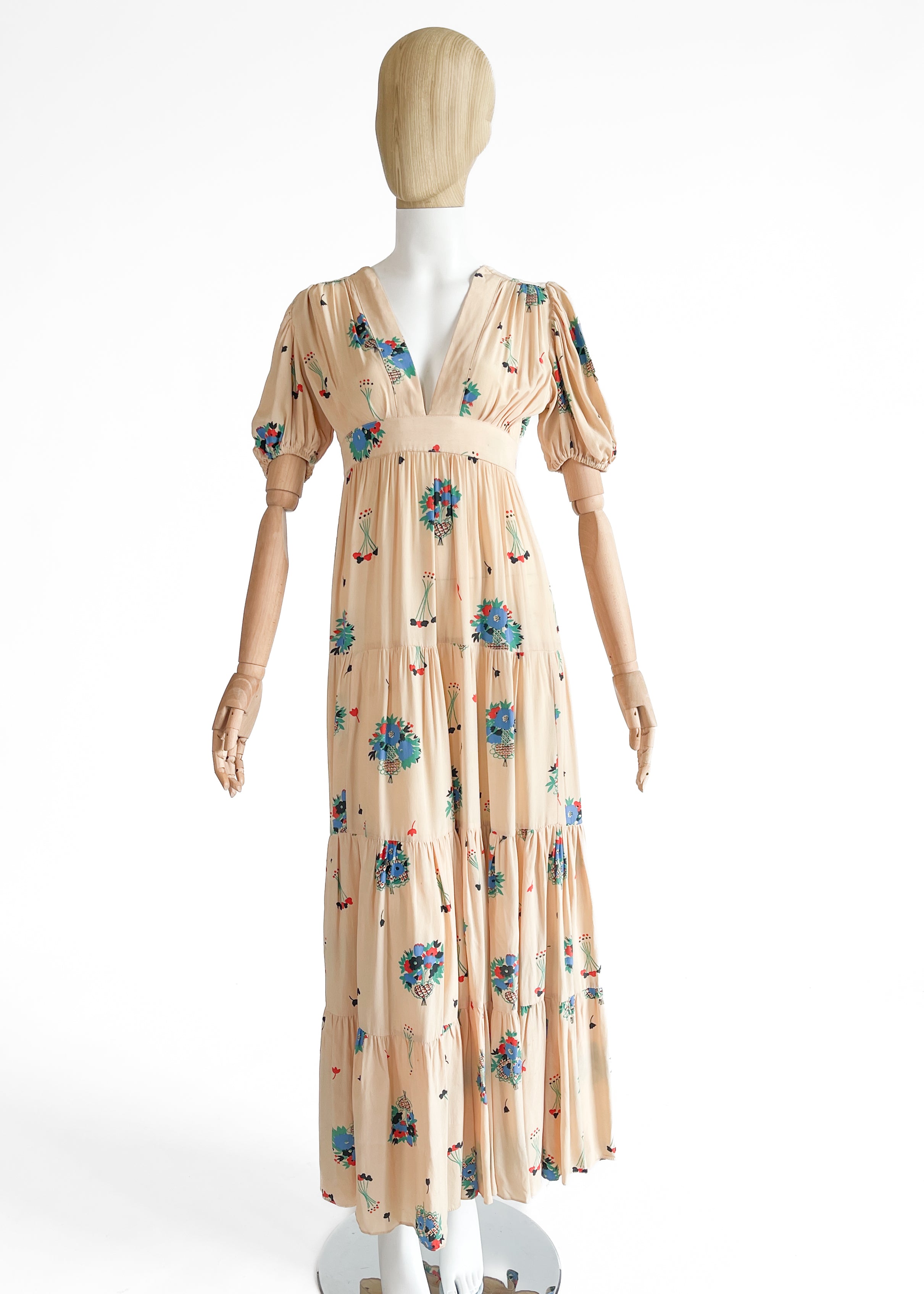 1970s Ossie Clark Floral Crepe Dress Celia Birtwell Print
