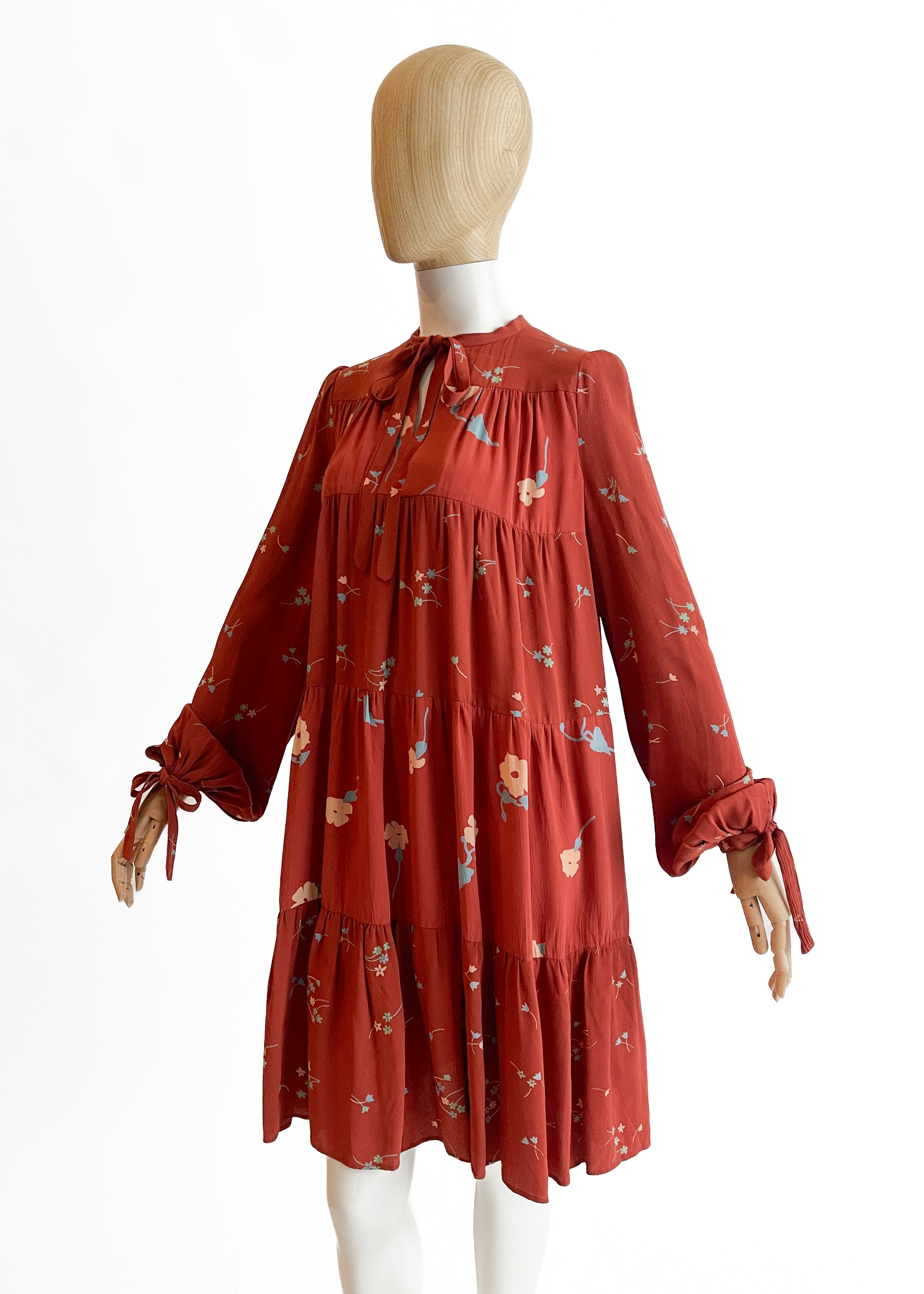 1970s Ossie Clark Floral Trapeze Dress