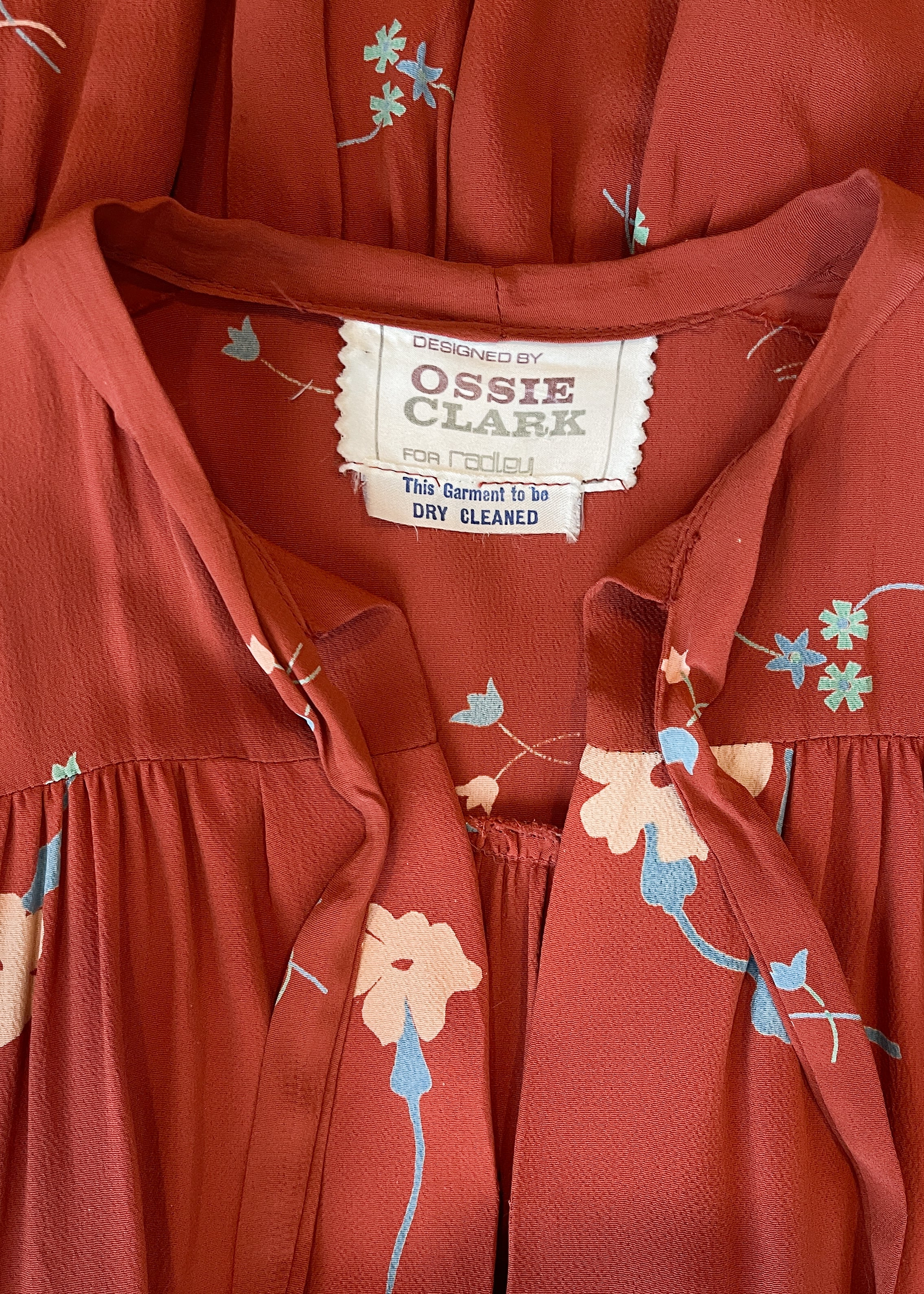 1970s Ossie Clark Floral Trapeze Dress