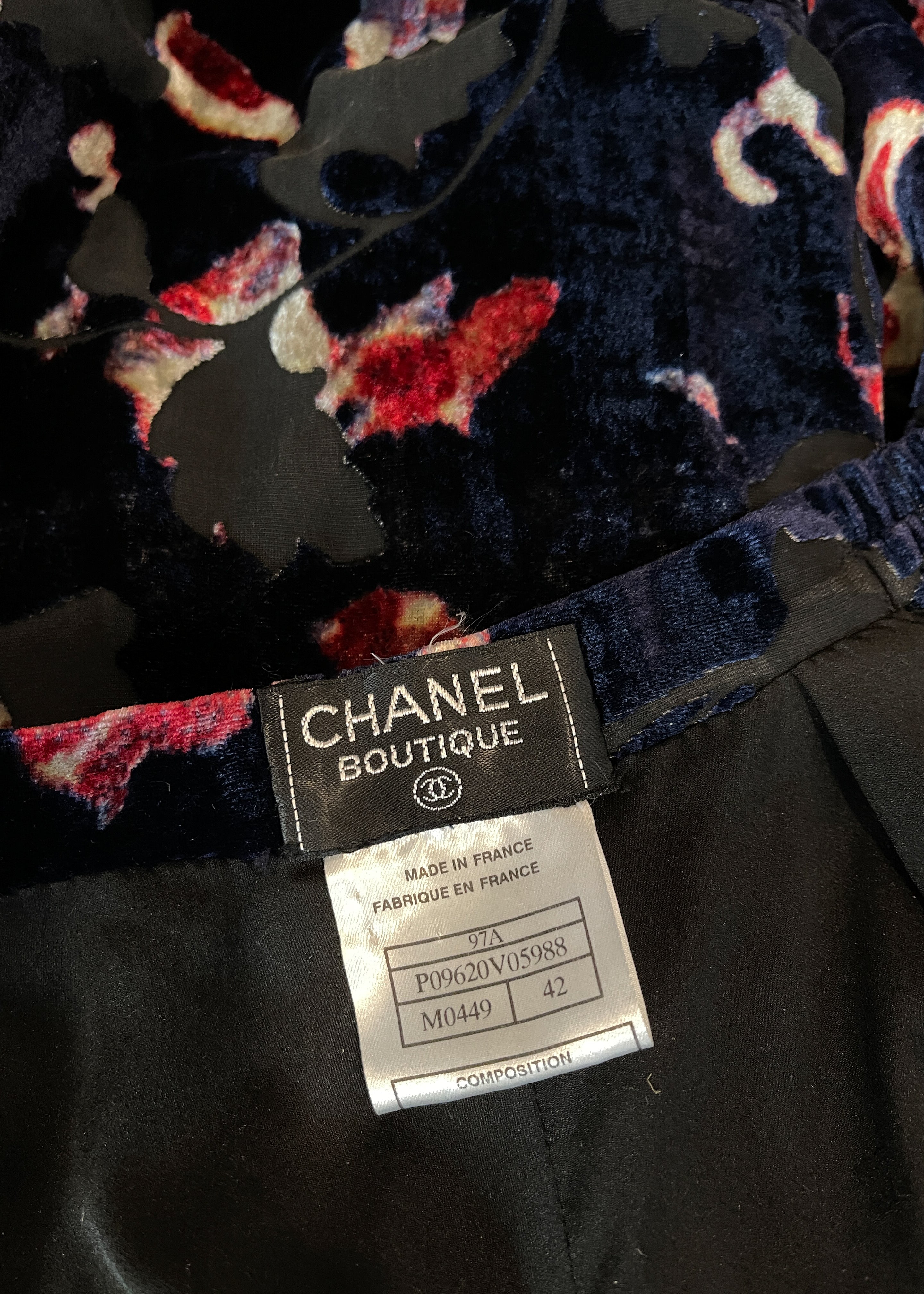 Vintage Chanel Burnout Velvet Pants Fall 1997