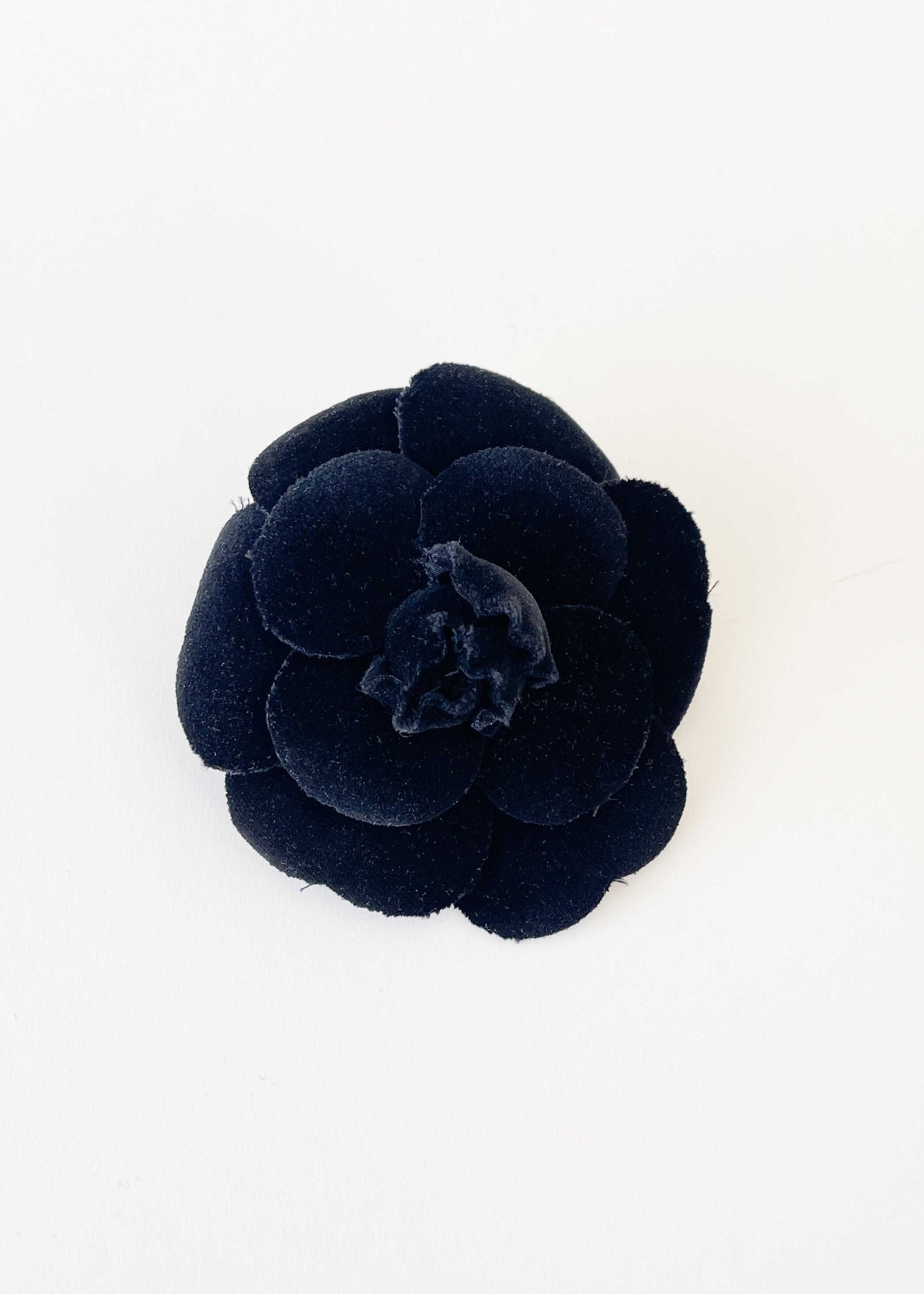 Vintage Chanel Velvet Camellia Flower Brooch