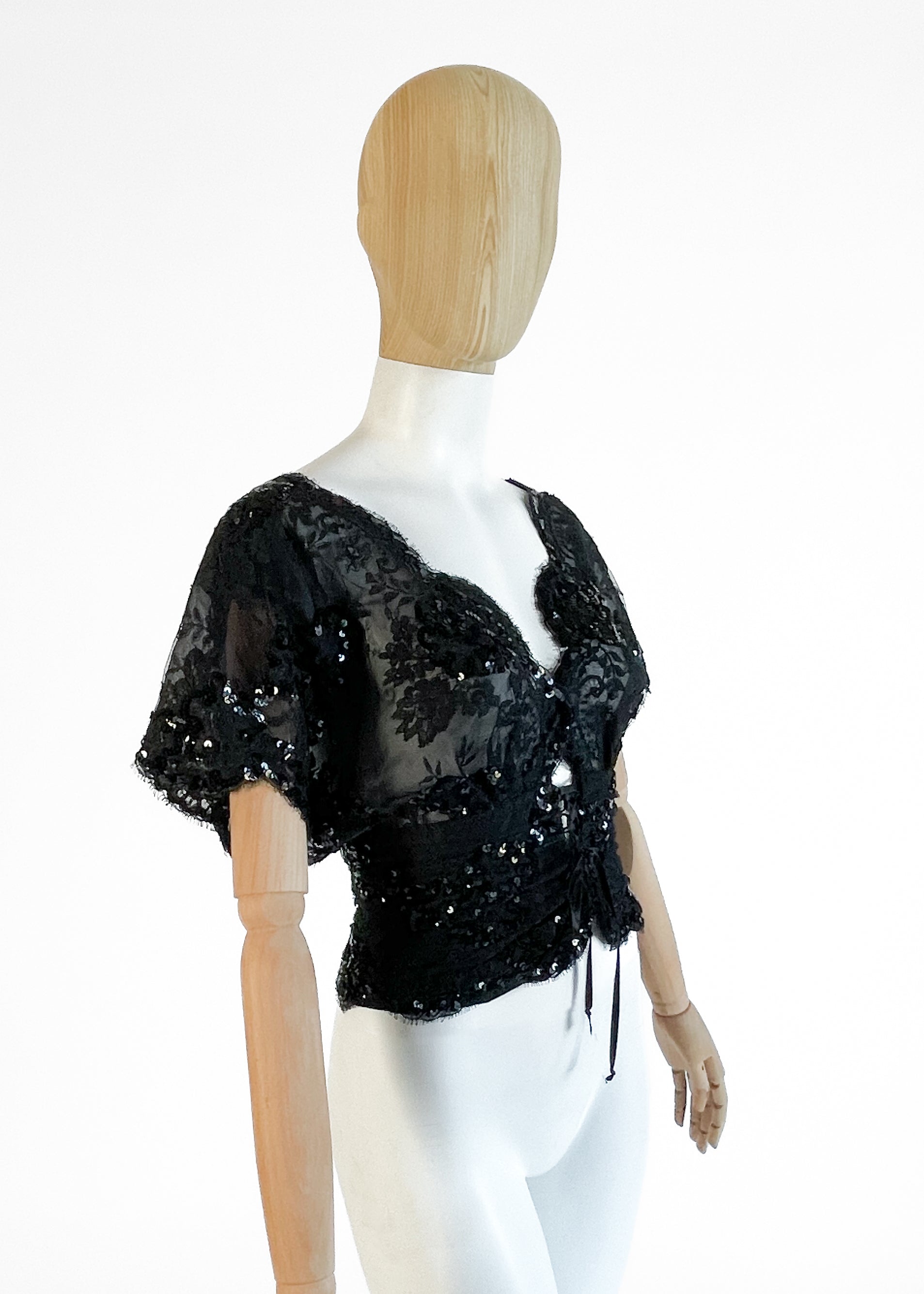1980s Ungaro Sequined Lace Top