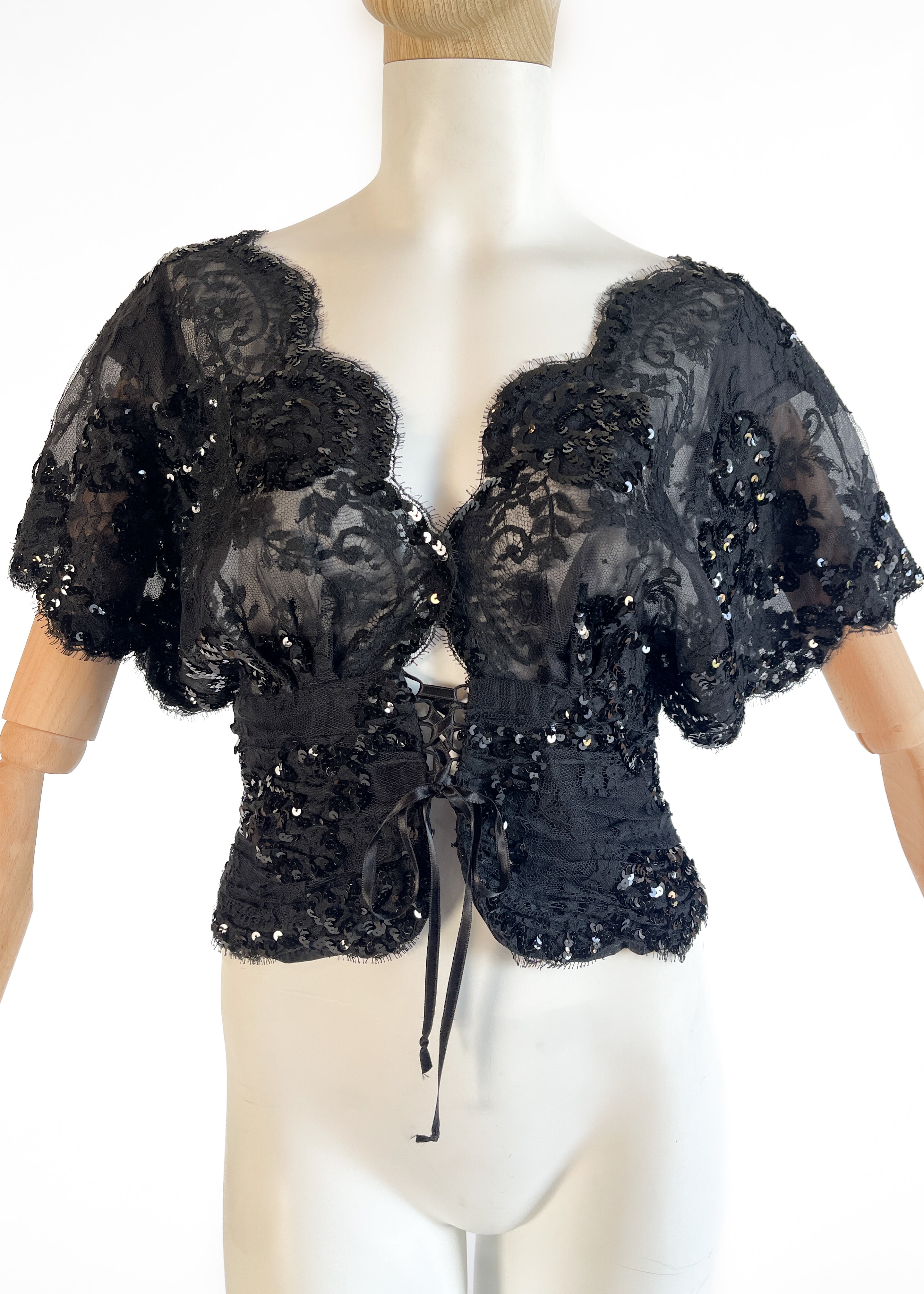 1980s Ungaro Sequined Lace Top