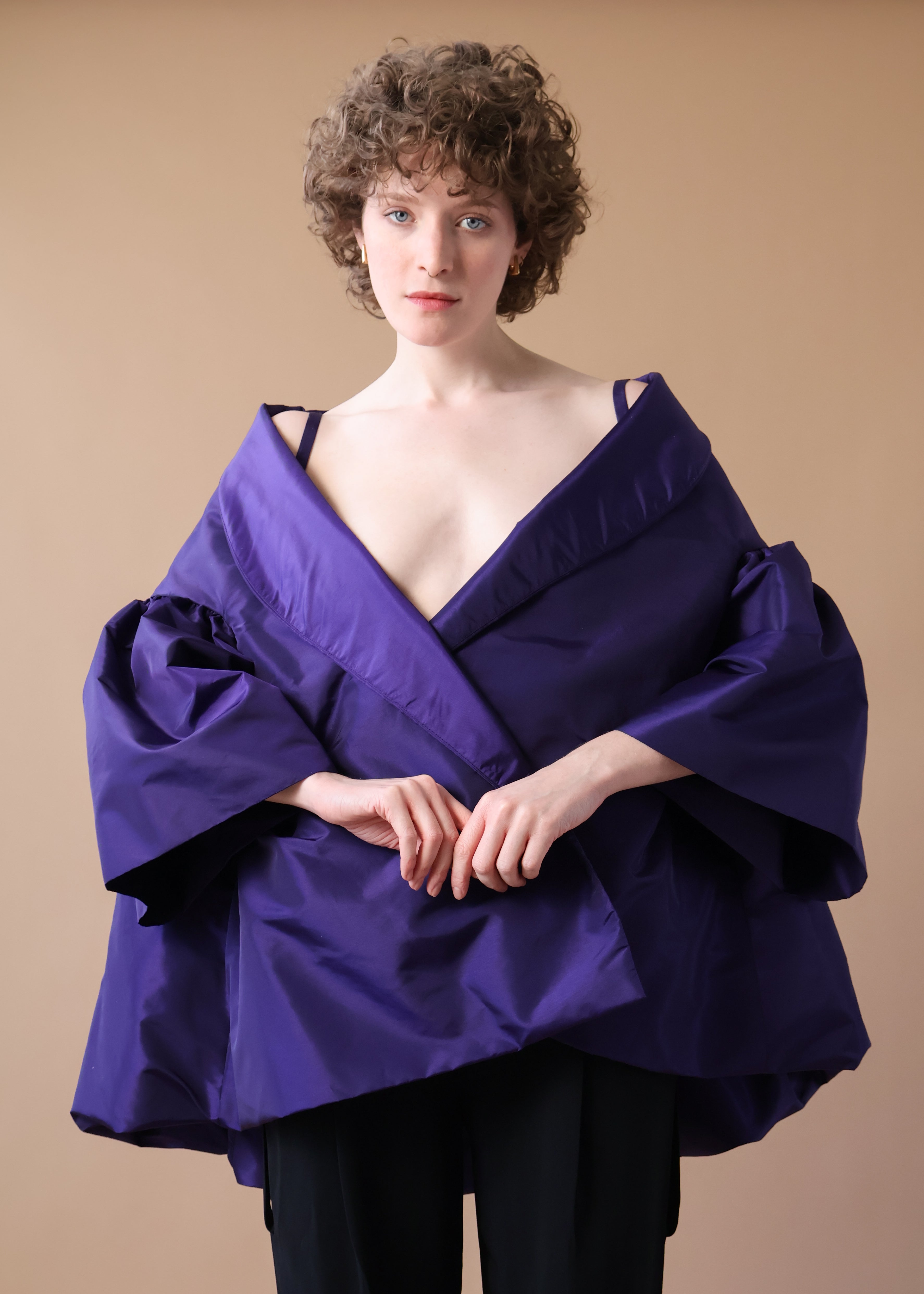 Vintage 1980s Victor Costa Taffeta Coat