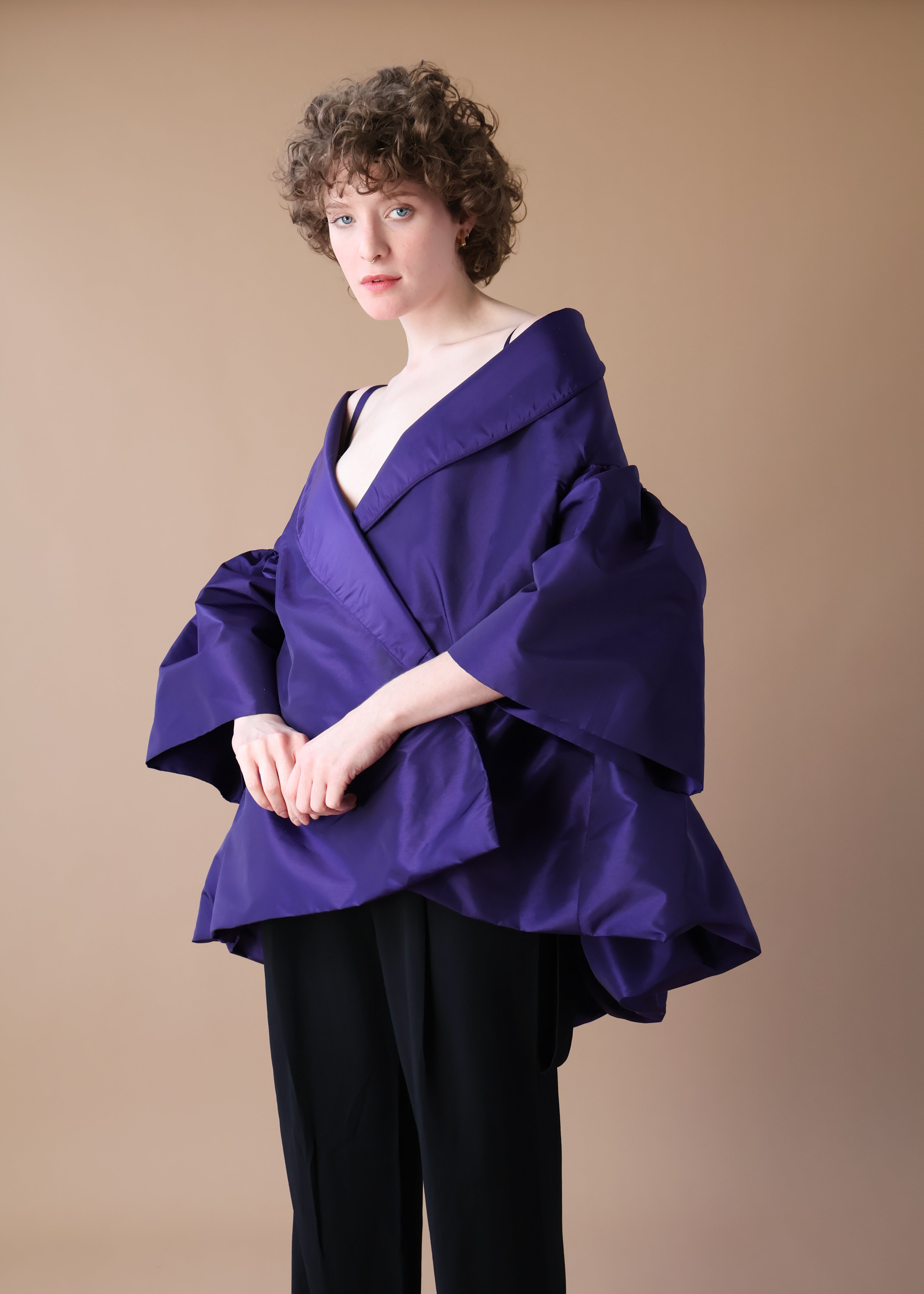 Vintage 1980s Victor Costa Taffeta Coat