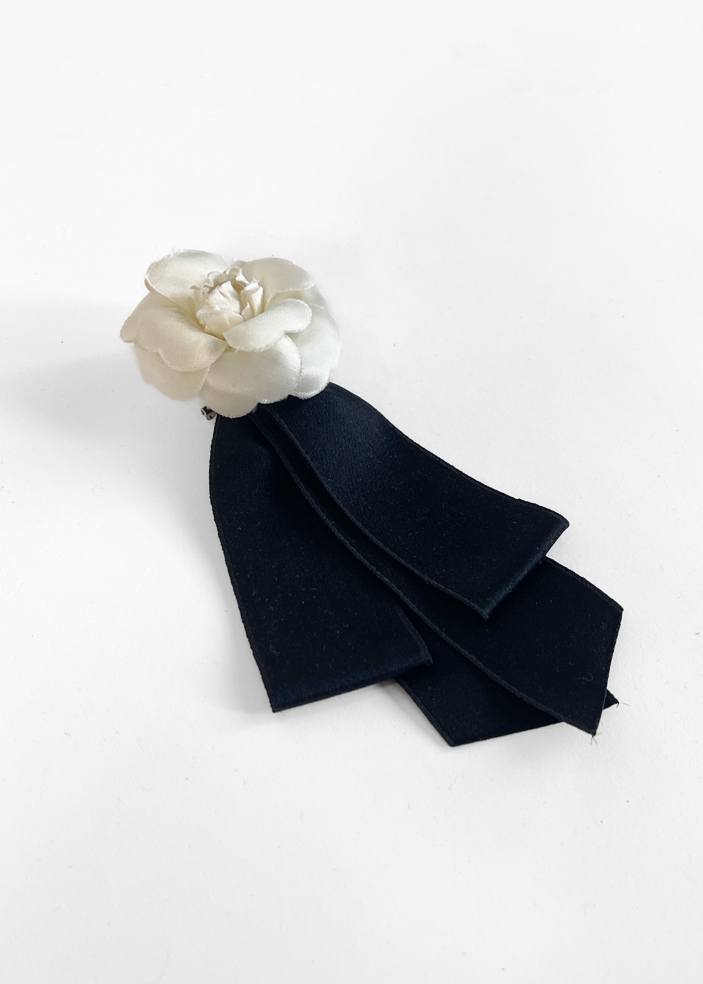 1990s Chanel Camellia and Ribbon Brooch