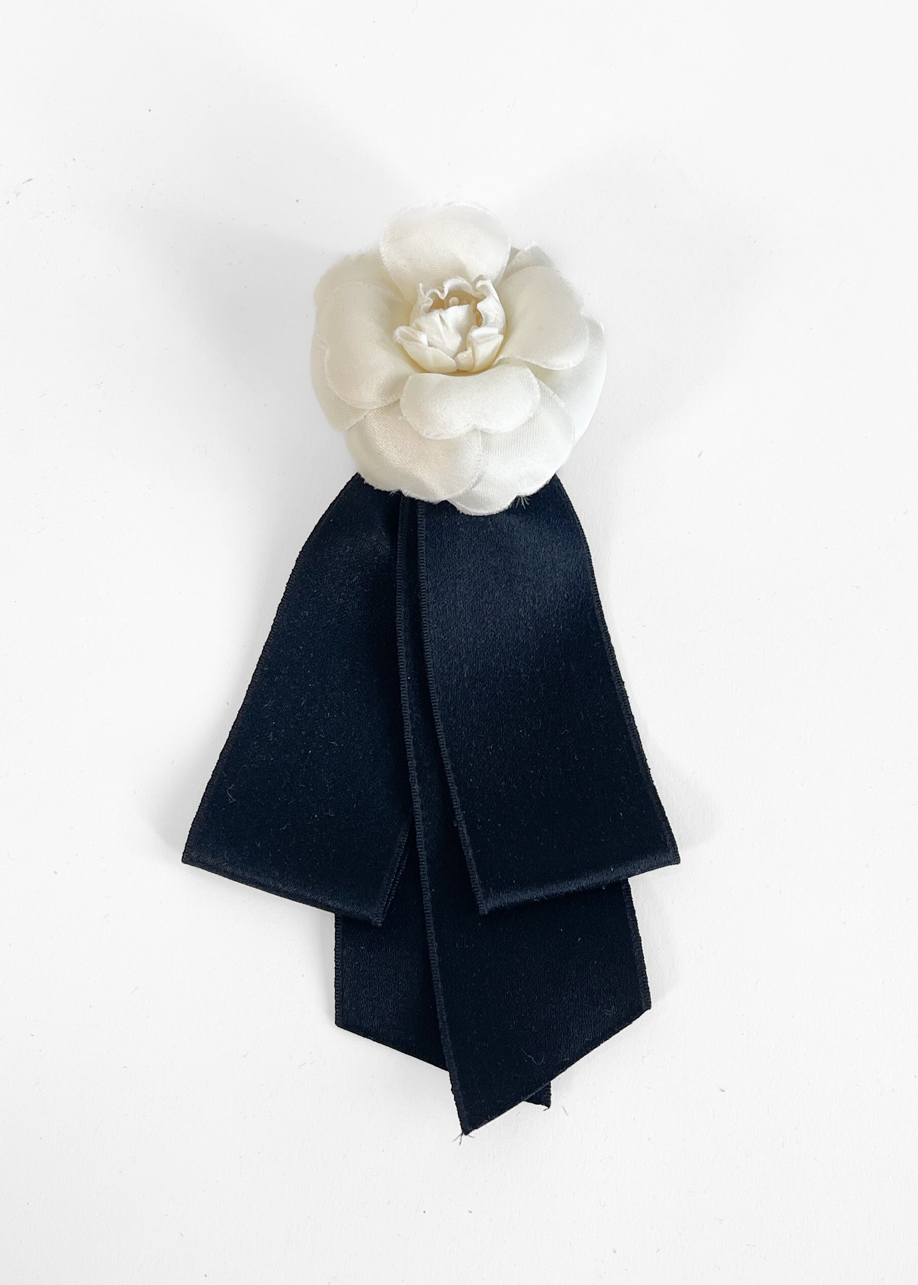 1990s Chanel Camellia & Ribbon Brooch — Made in France