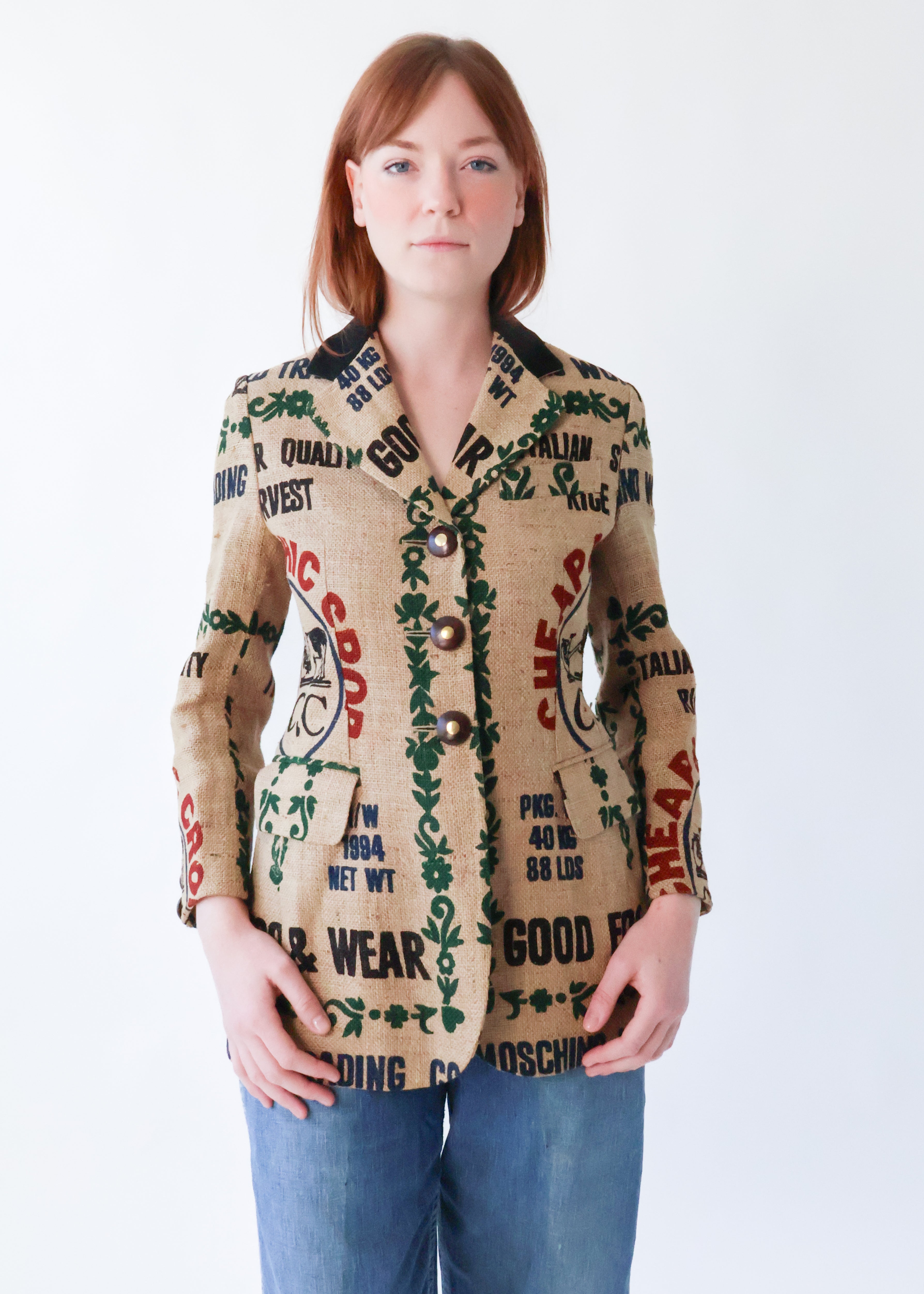 Vintage 1994 Moschino Jute Logo Blazer