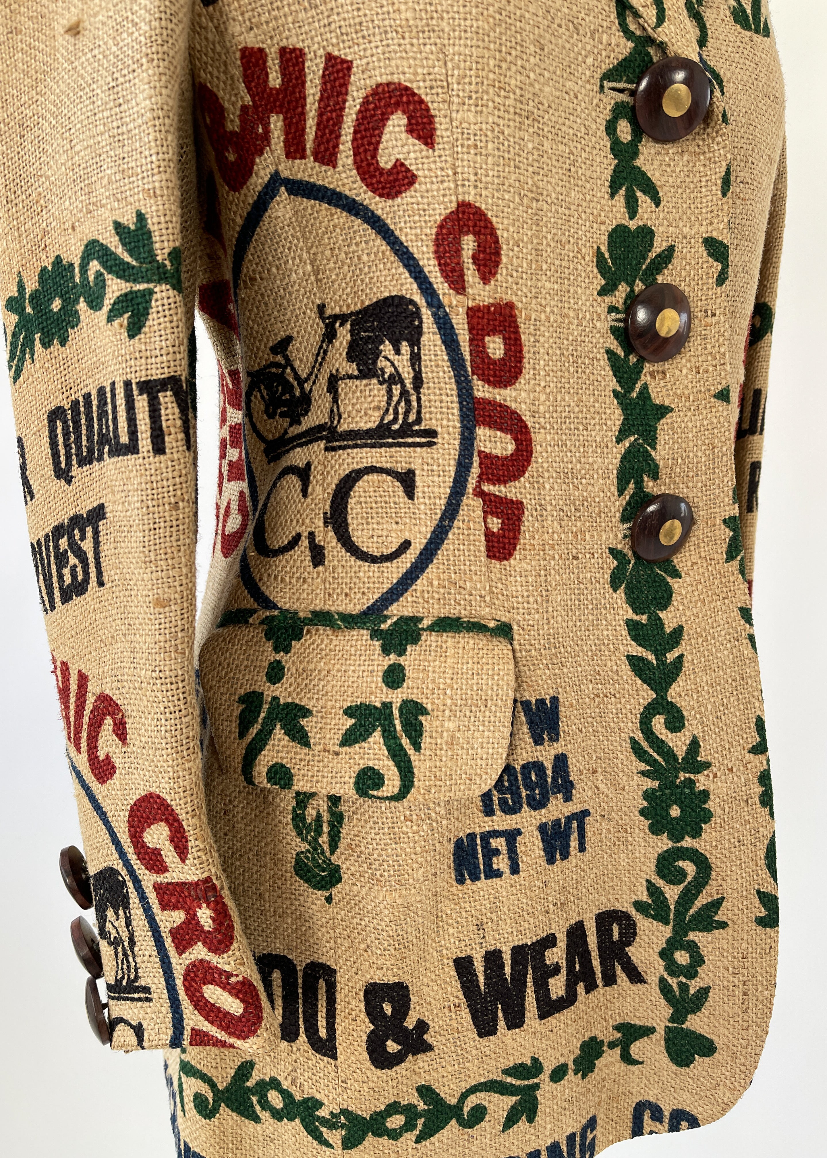 Vintage 1994 Moschino Jute Logo Blazer