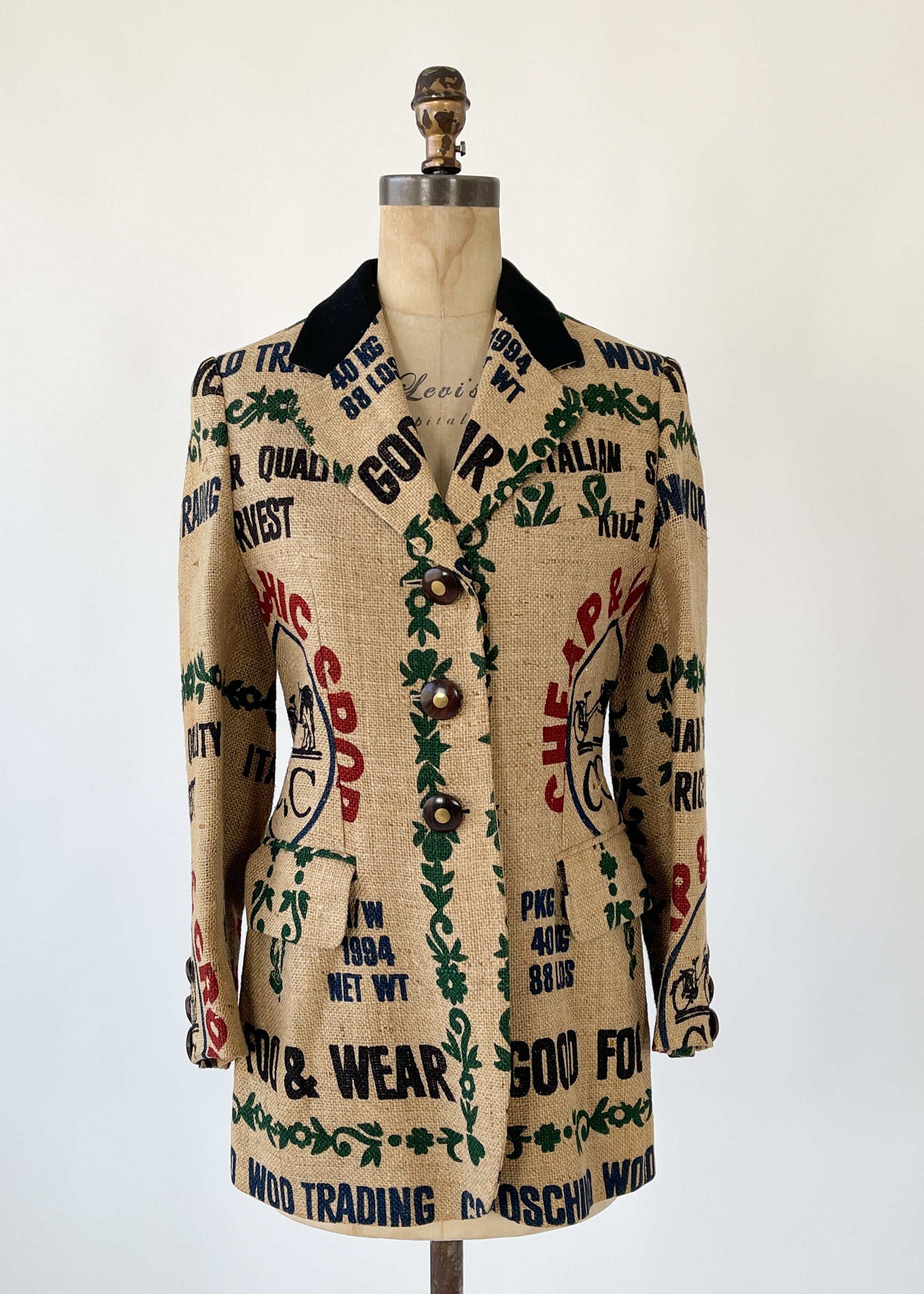 Vintage 1994 Moschino Jute Logo Blazer