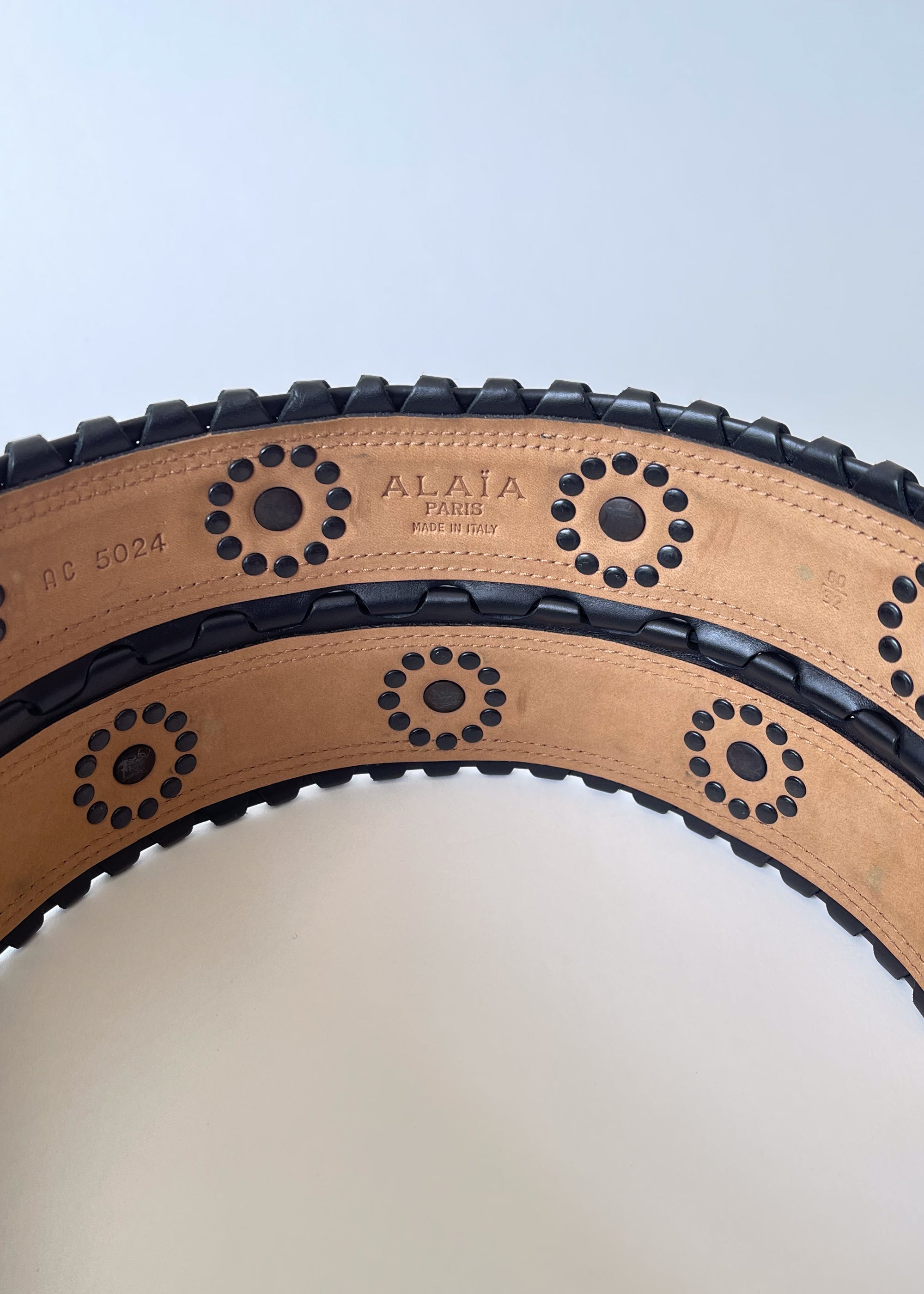 Vintage Alaia Wide Studded Triple Buckle Belt