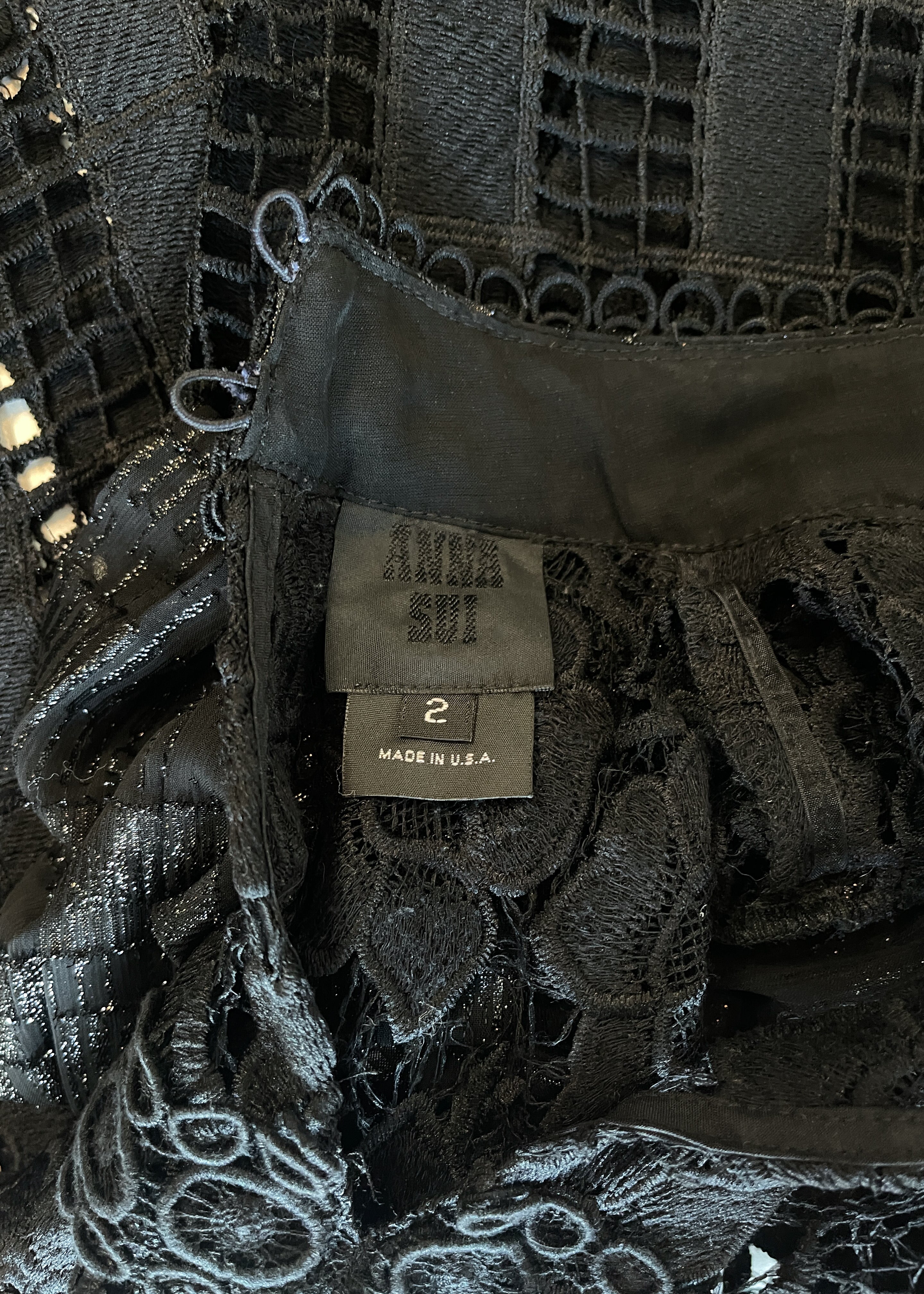Anna Sui Black Lace Top