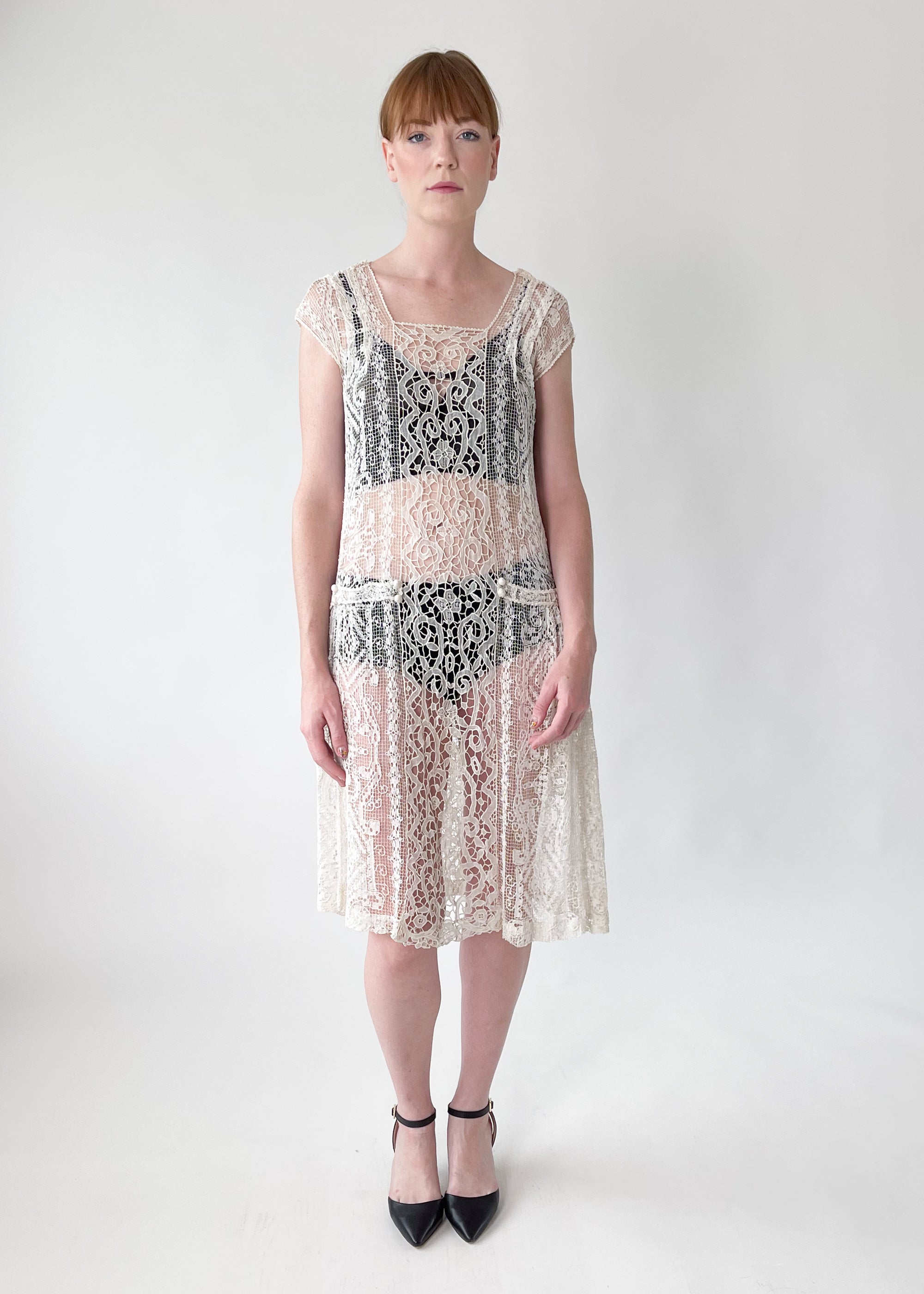 Vintage 1920s Net and Lace Dress