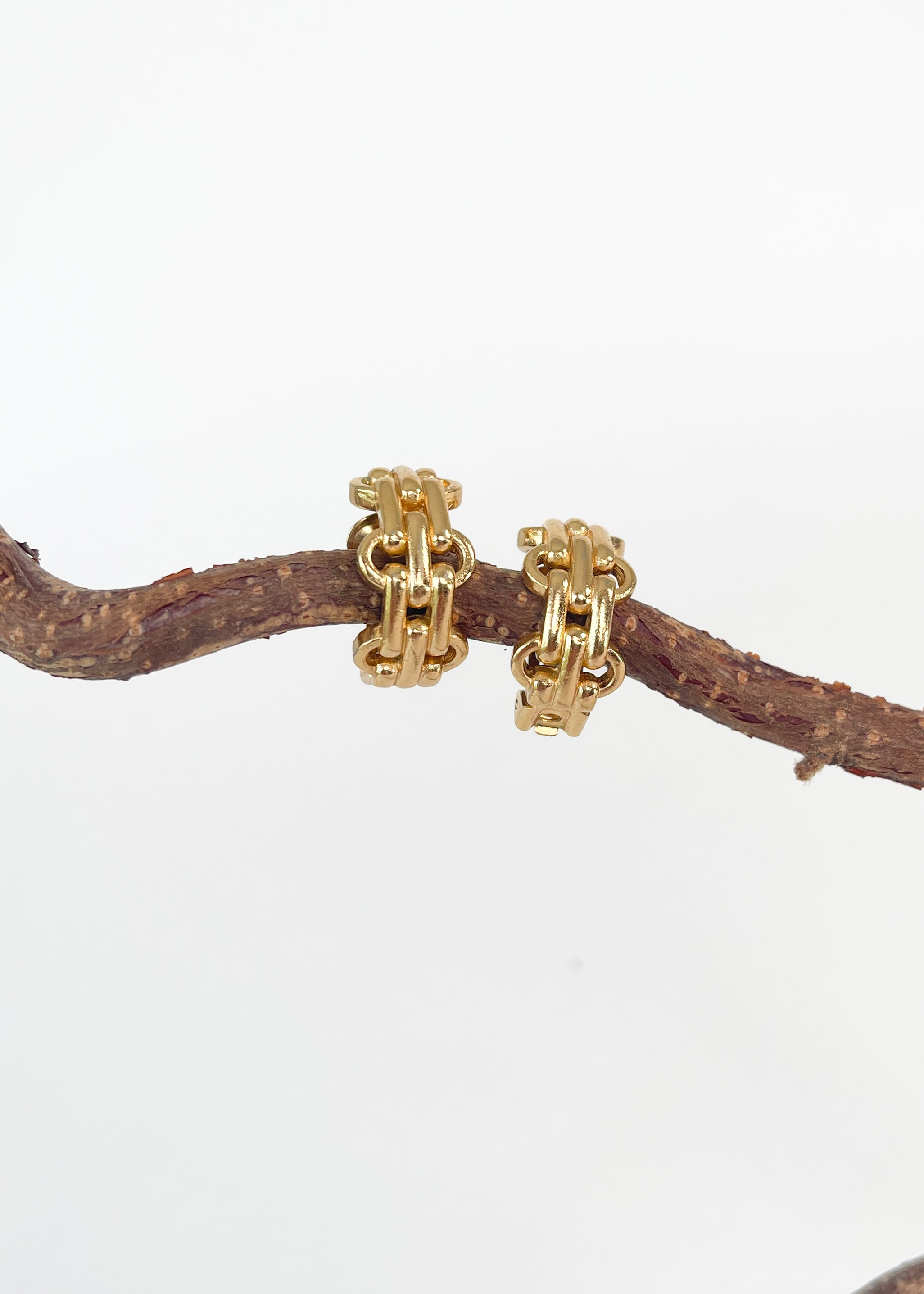 Vintage Christian Dior Gold Lattice Hoops