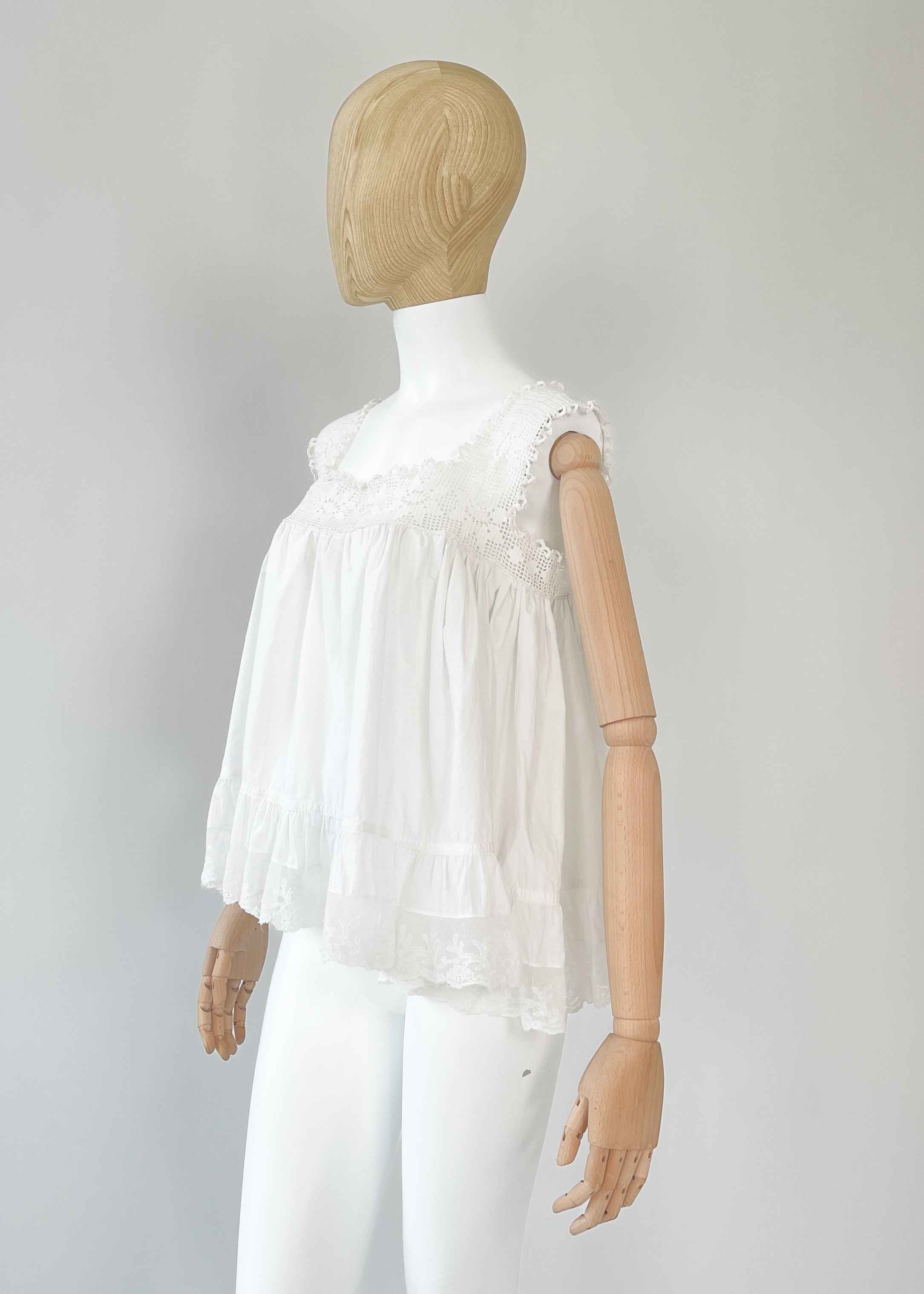 Vintage REworked Antique Cotton Lace Top