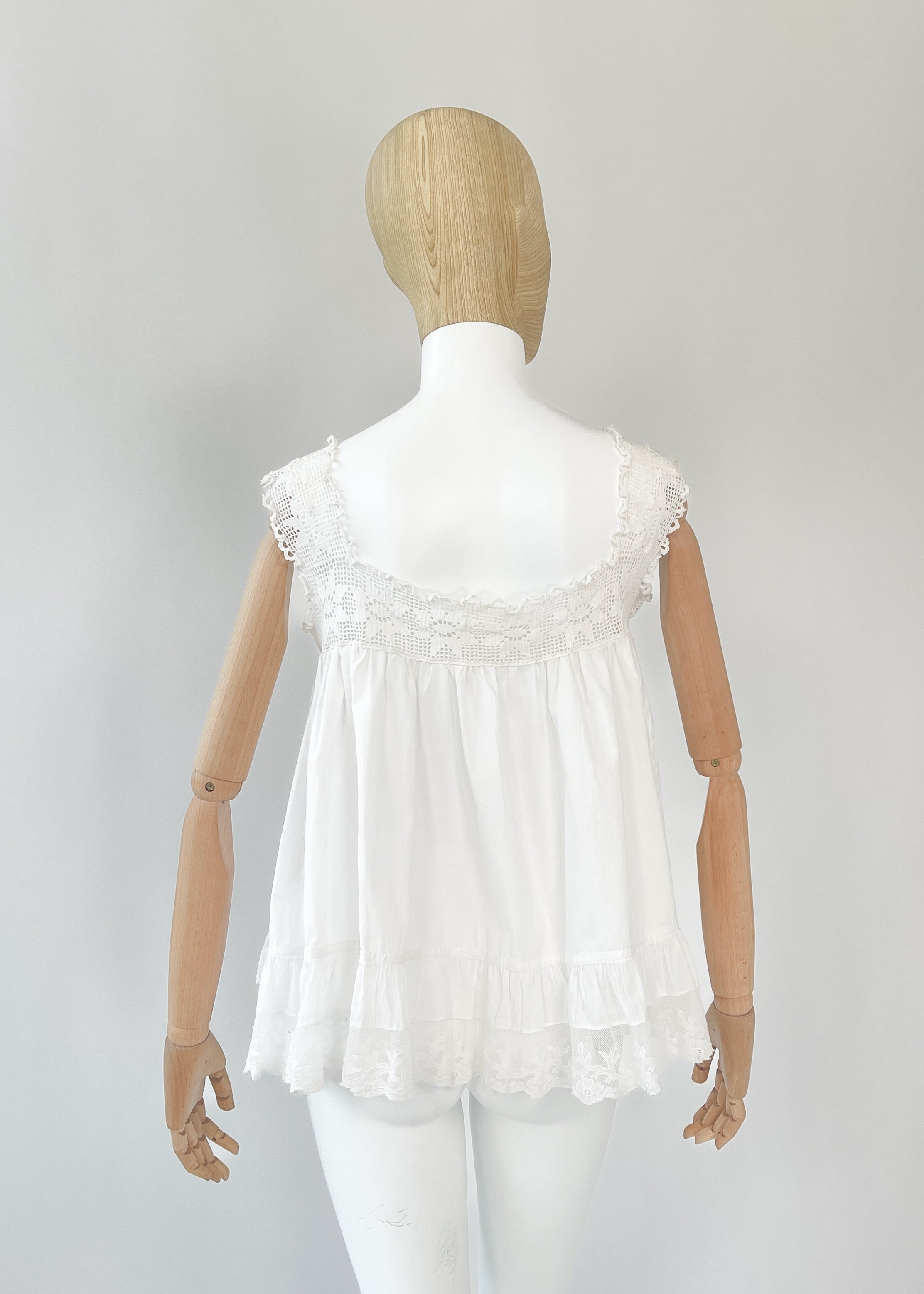 Vintage REworked Antique Cotton Lace Top