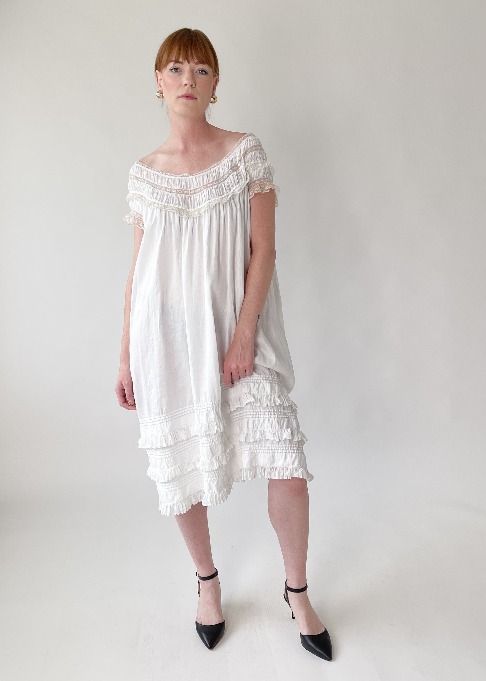 Antique Cotton and Lace Dress
