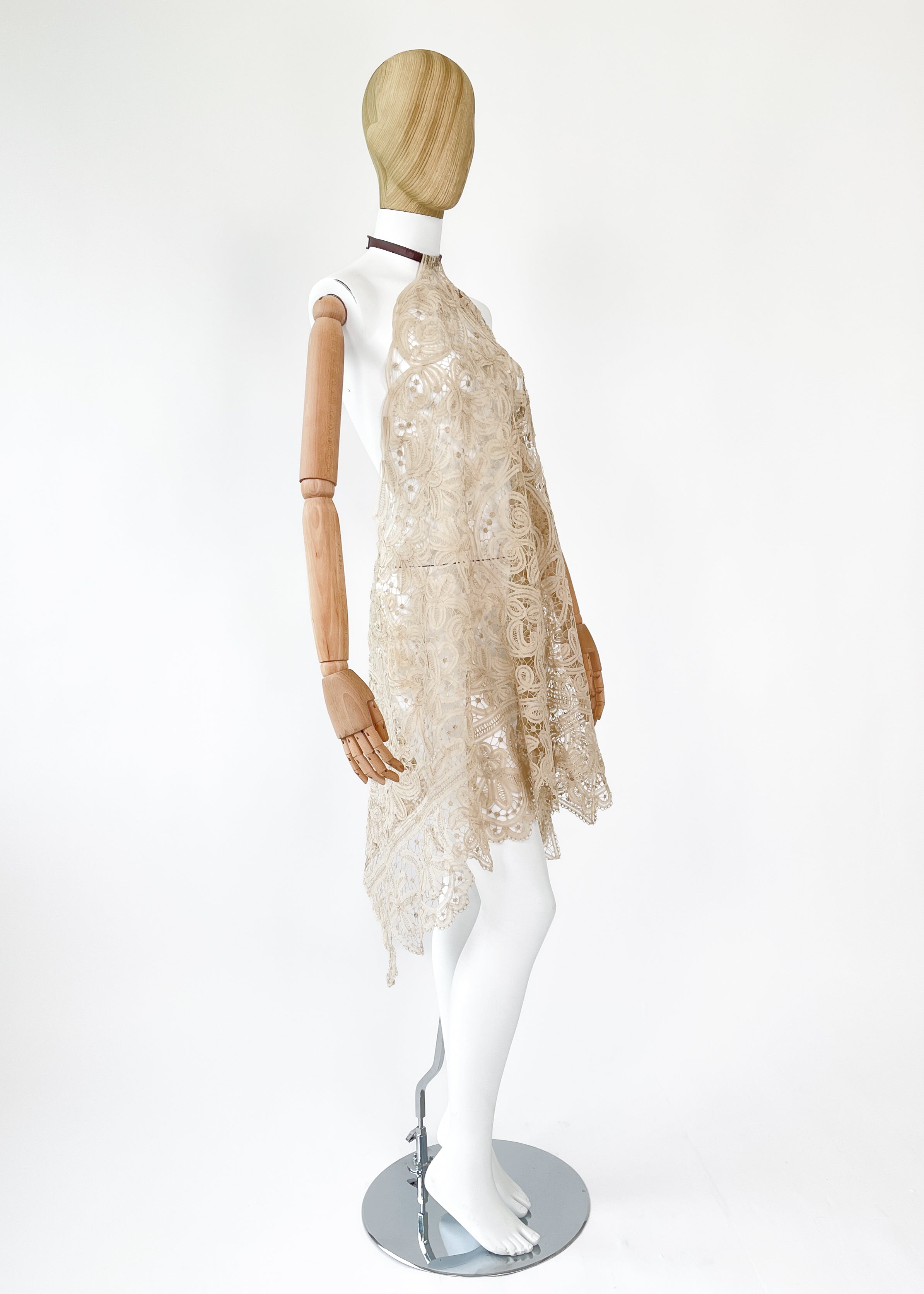 Reworked Antique Lace Halter Dress