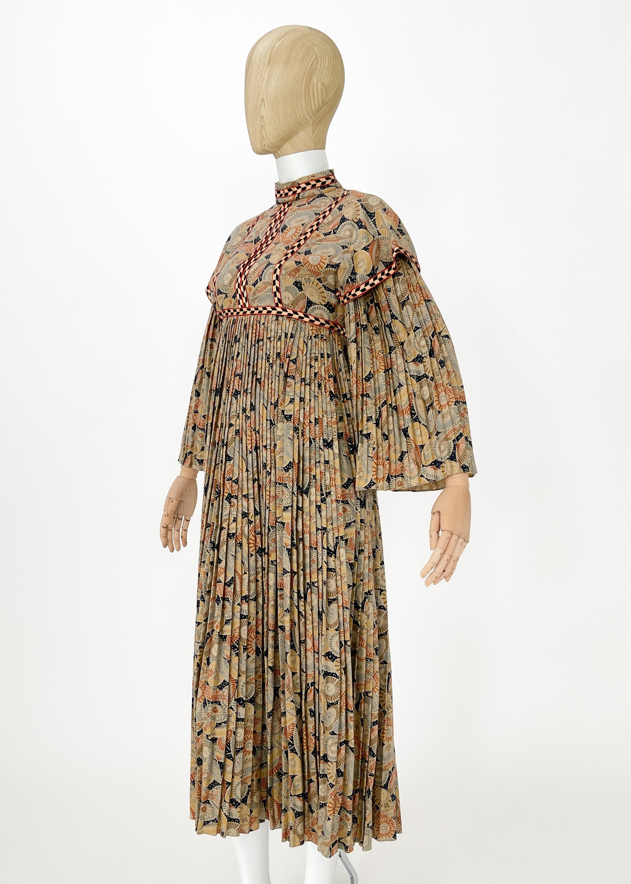 Vintage 1970s Bill Gibb Dress with Pleats