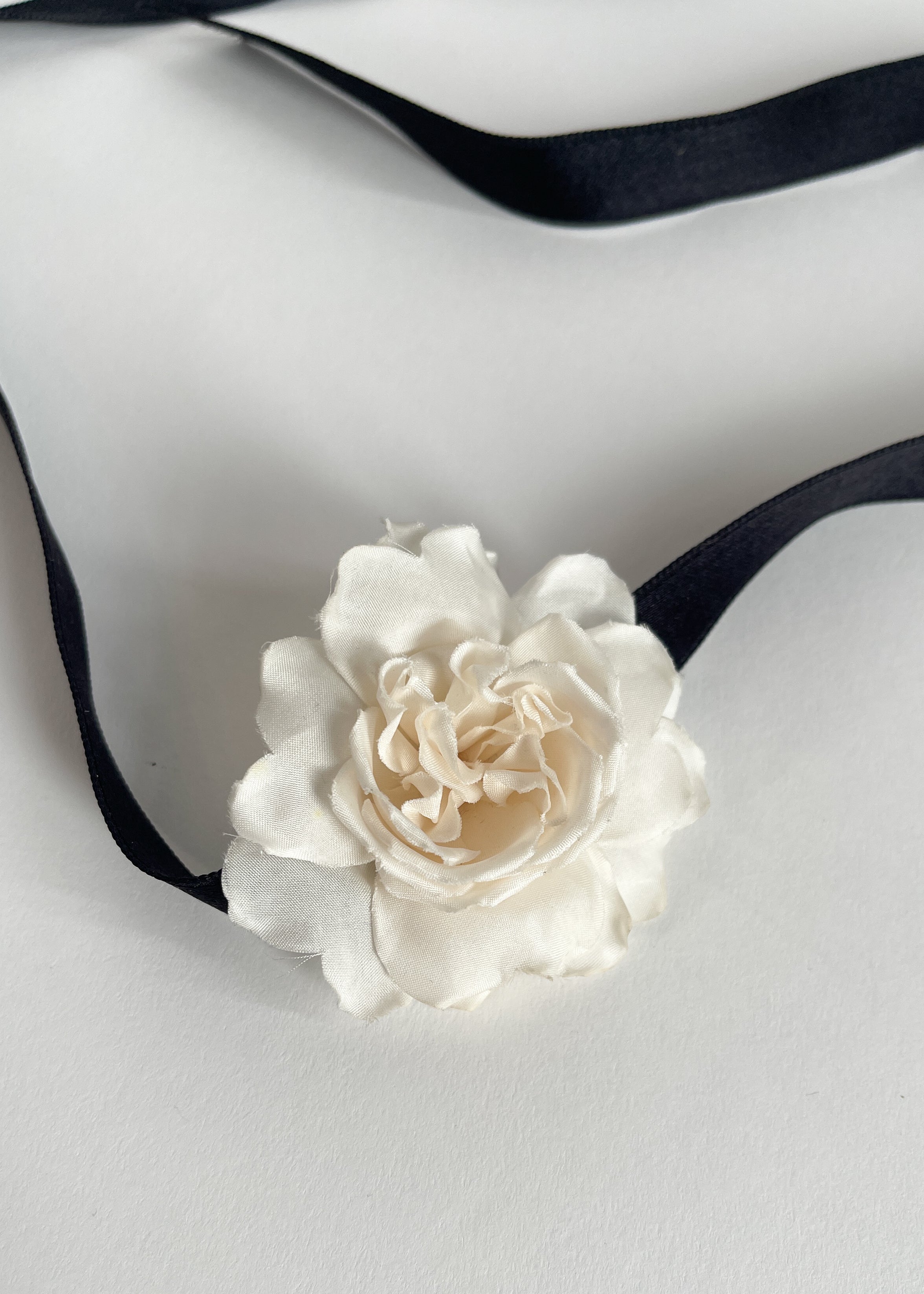 Vintage Chanel Camellia Ribbon Choker