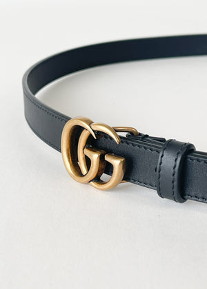 Gucci Logo Black Leather Belt