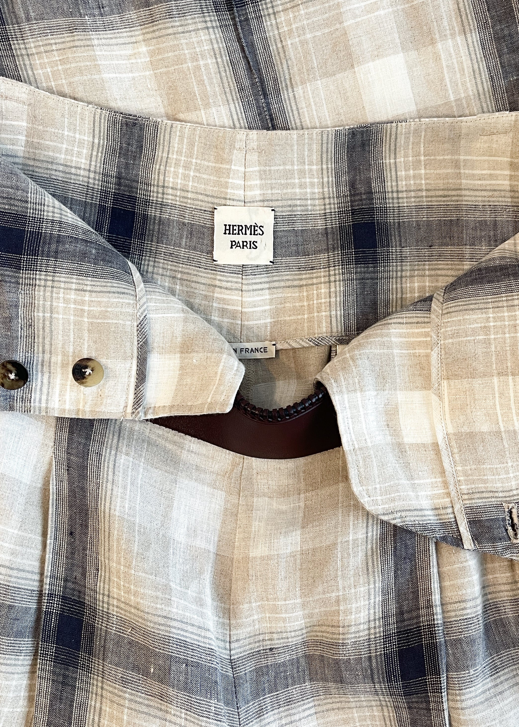 Hermès Plaid Linen Pants Spring 2018