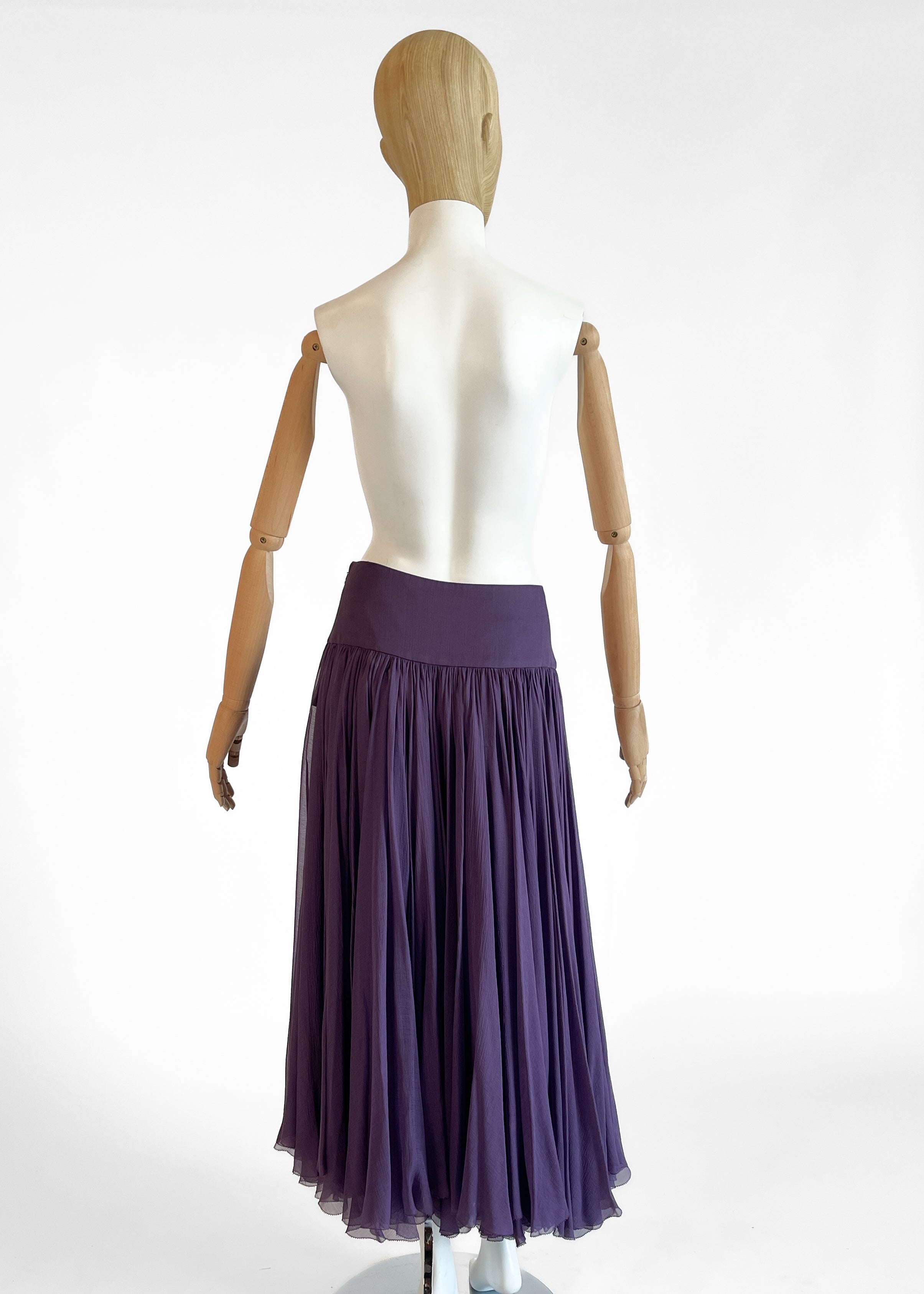 Hermès Purple Silk Chiffon Skirt Spring 2008