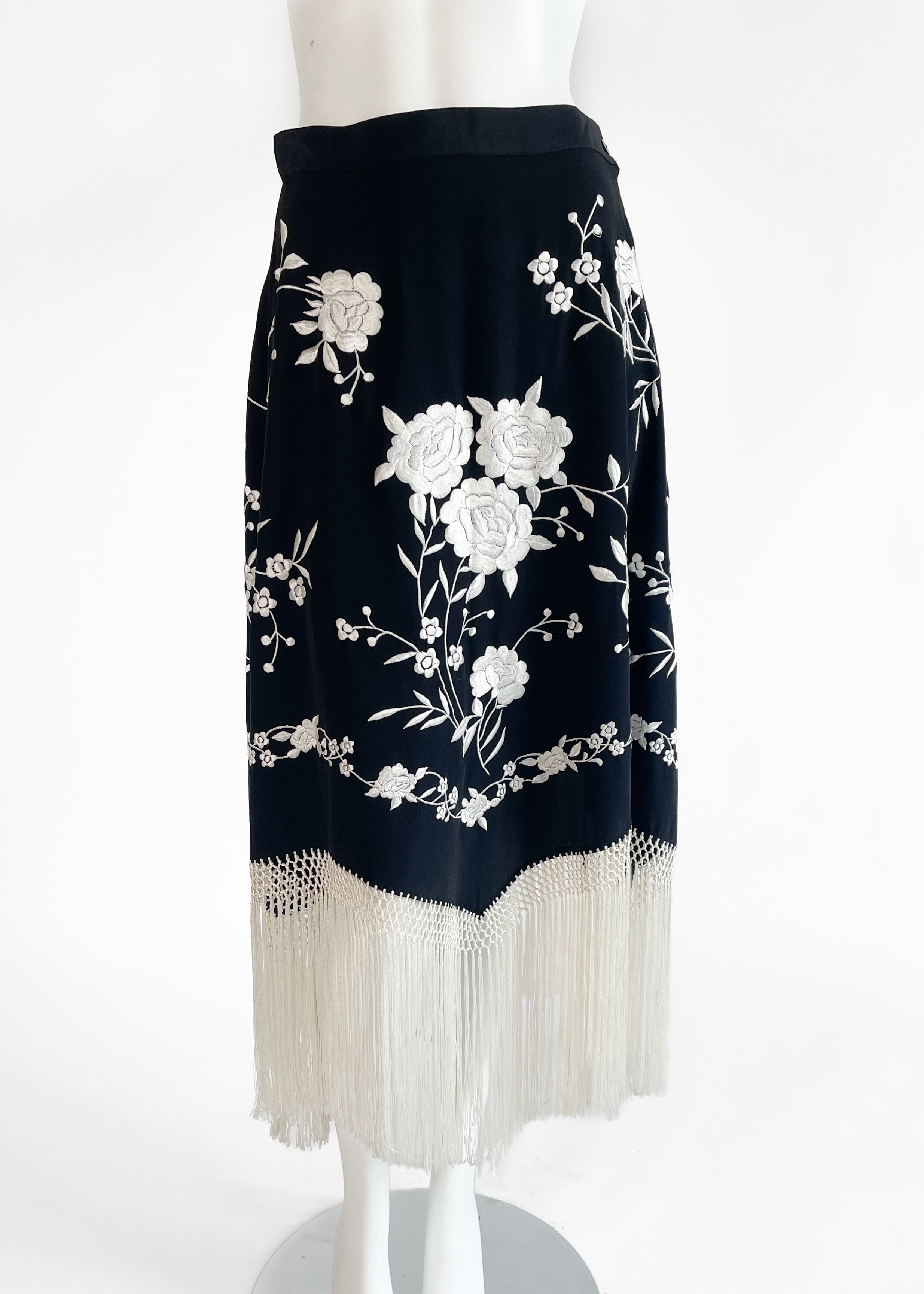Moschino Embroidered Fringed Skirt