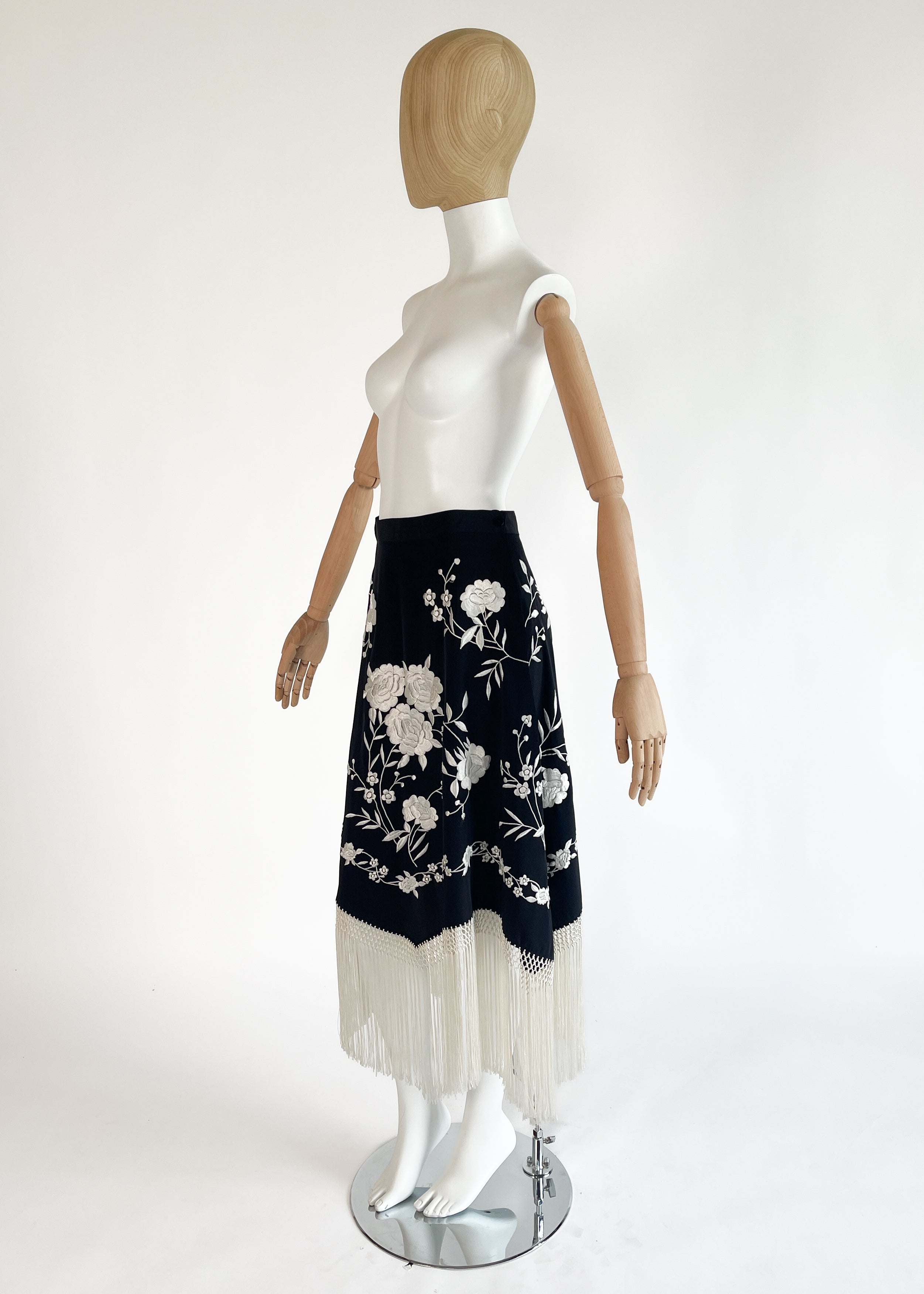 Moschino Embroidered Fringed Skirt