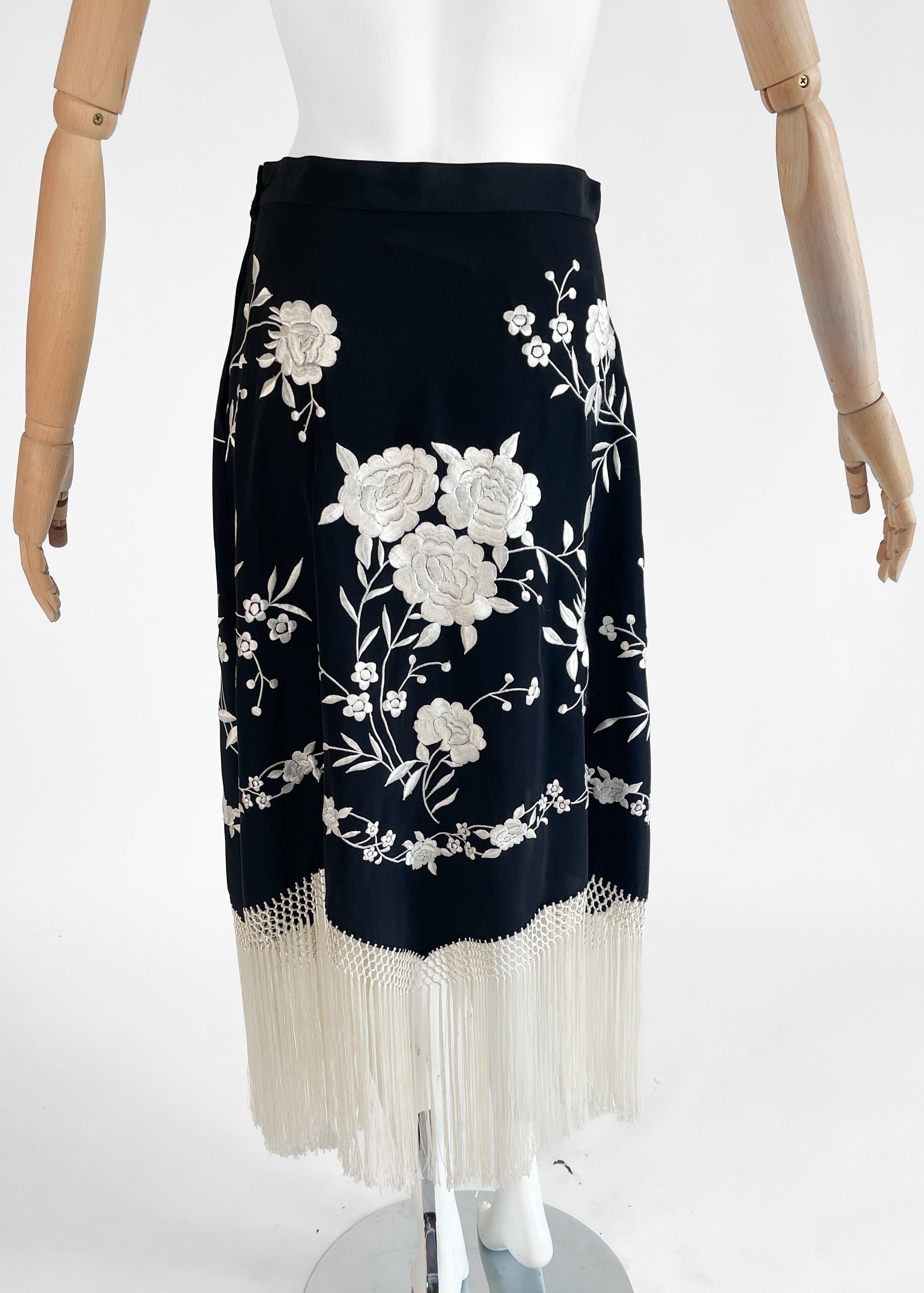Moschino Embroidered Fringed Skirt