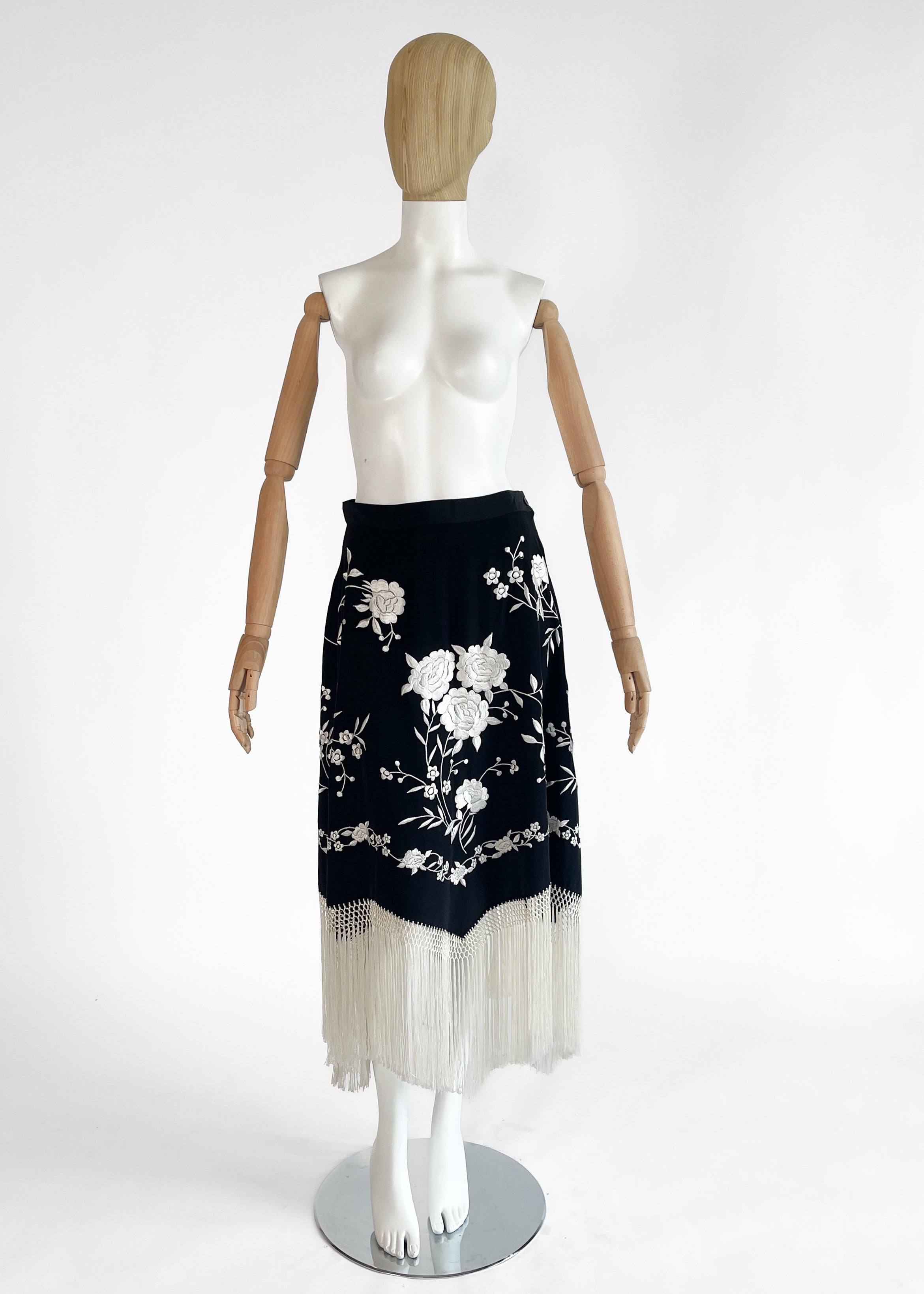 Moschino Embroidered Fringed Skirt