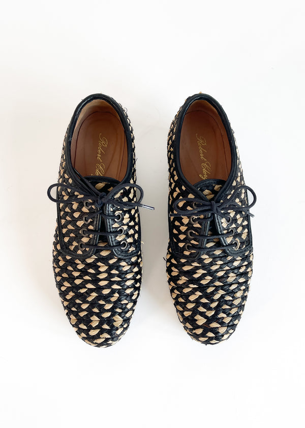 【ROBERT CLERGERIE】RAFFIA design SHOES Robert Clergerie Woven Raffia Shoes - Raleigh Vintage