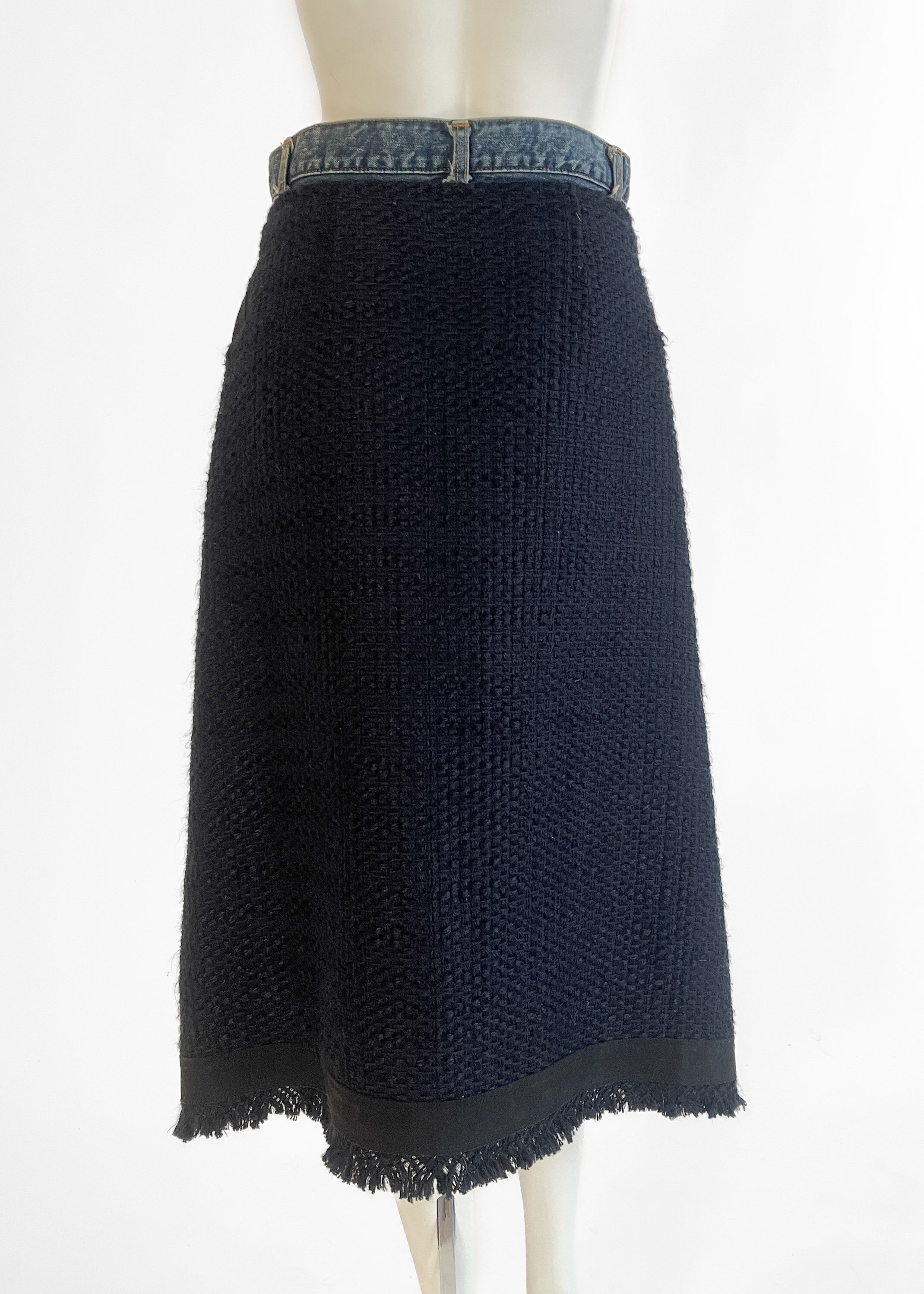 Sacai Denim Skirt with Tweed Over-Panel 2019