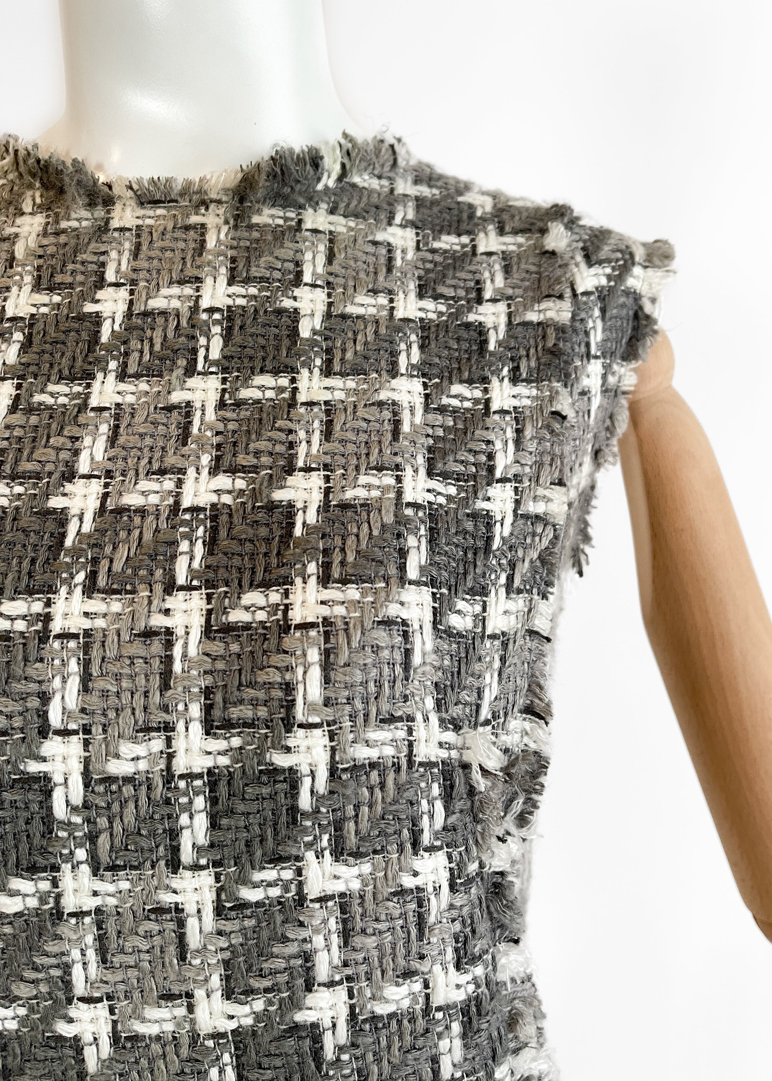 Thom Browne Frayed Tweed Midi Dress