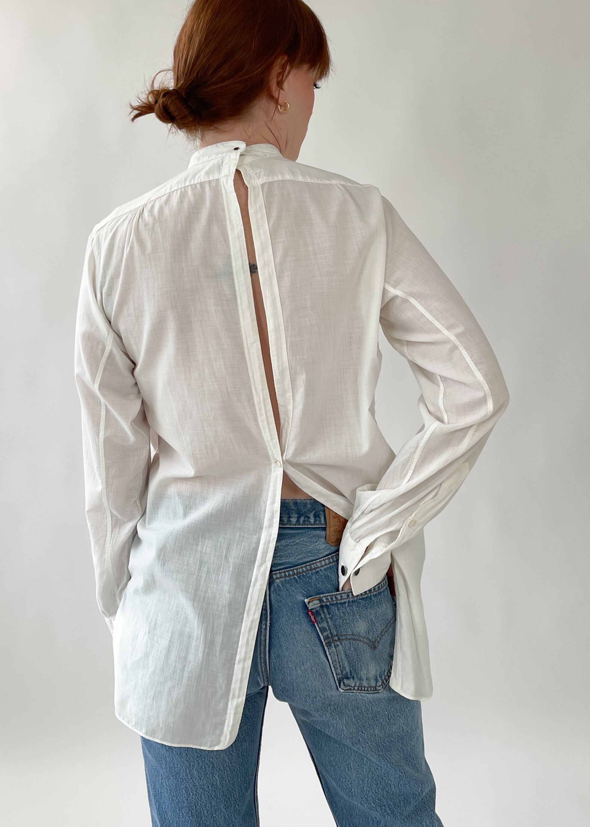Antique Menswear Open-Back Tuxedo Shirt
