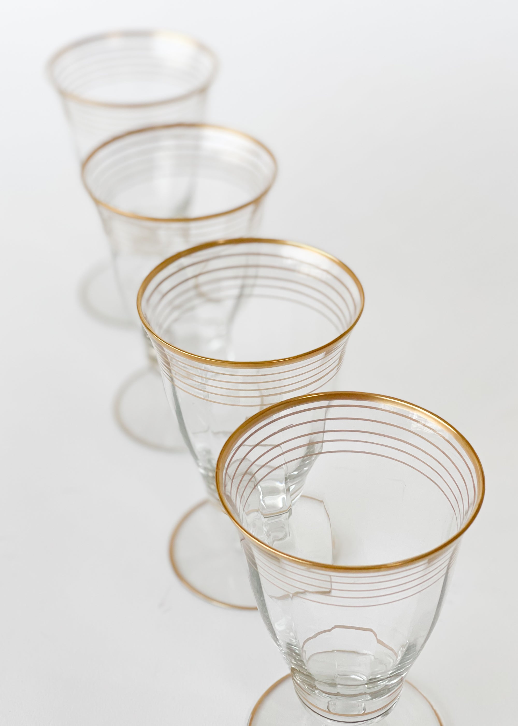 Vintage 1930s Gold Rim Cocktail Glasses