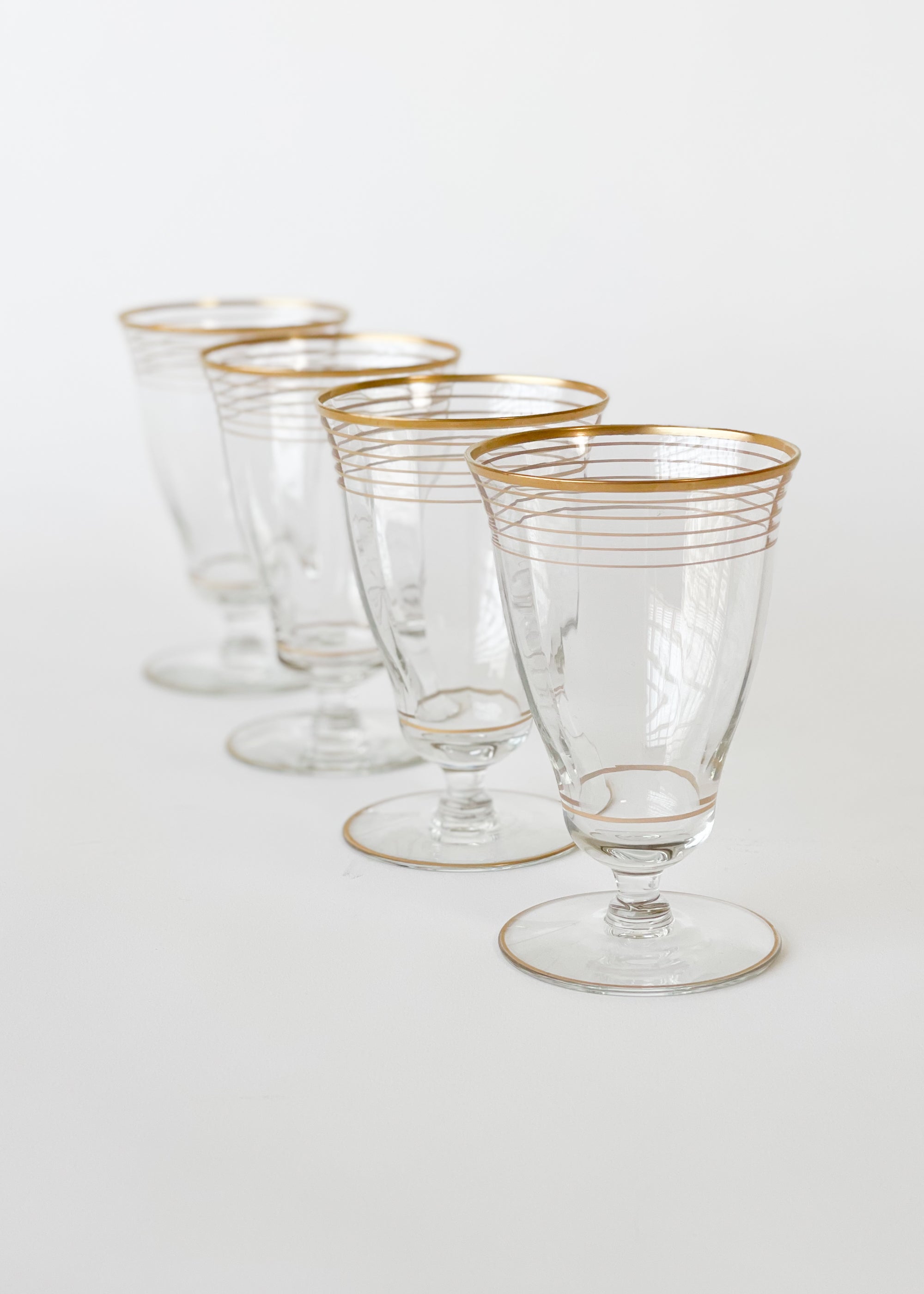 Vintage 1930s Gold Rim Cocktail Glasses