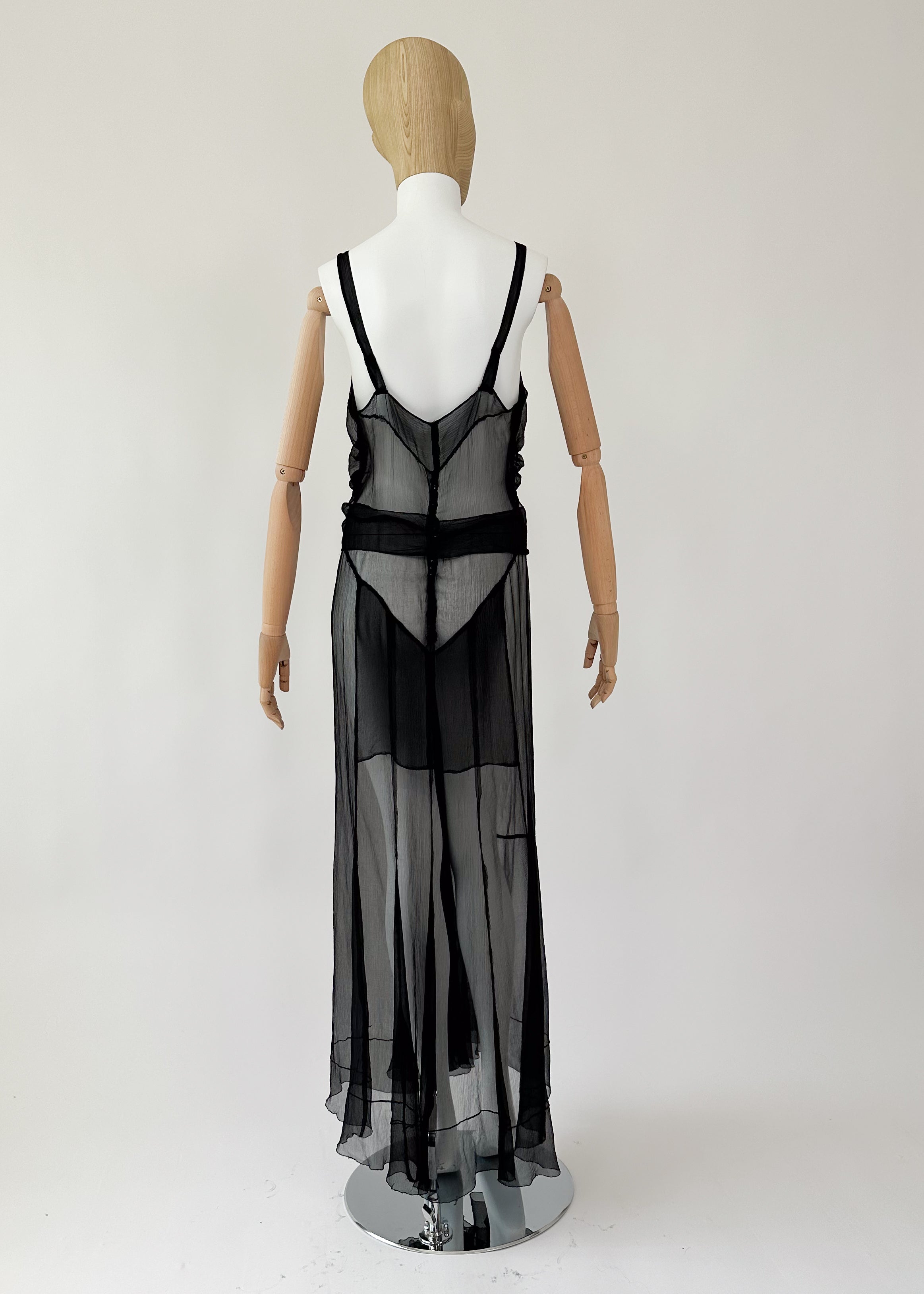 Vintage 1930s Sheer Silk Maxi Dress