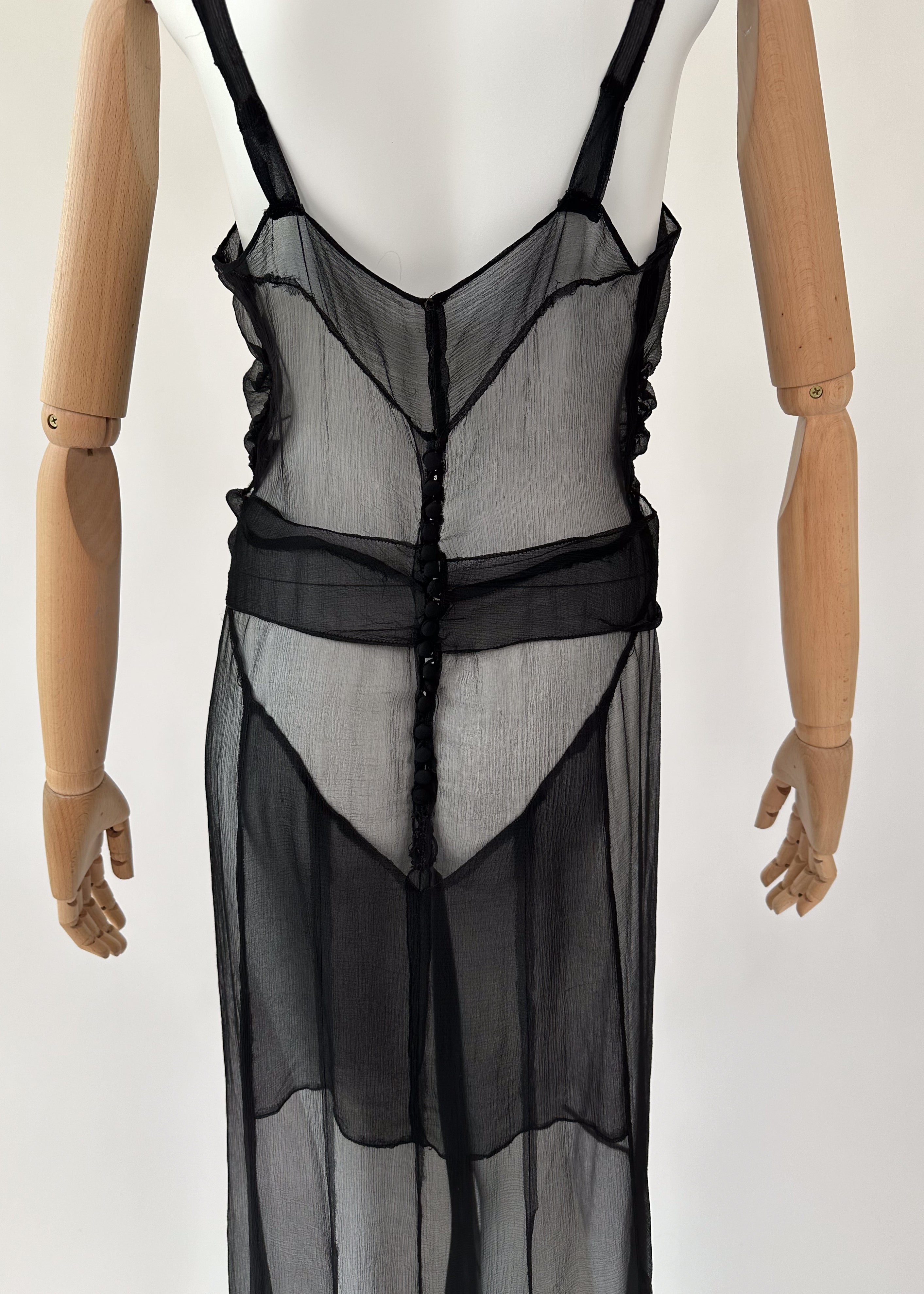 Vintage 1930s Sheer Silk Maxi Dress