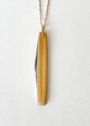 Antique Gold Pocket Knife Necklace